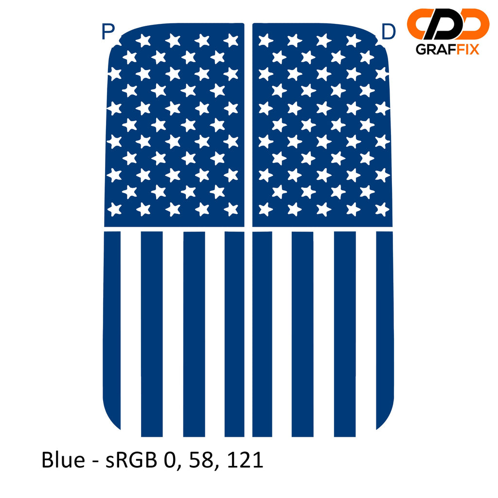 American Flag Vertical Side Window Vinyl Decal Set - Fits 2018-Current Jeep Wrangler JLU/JT Models
