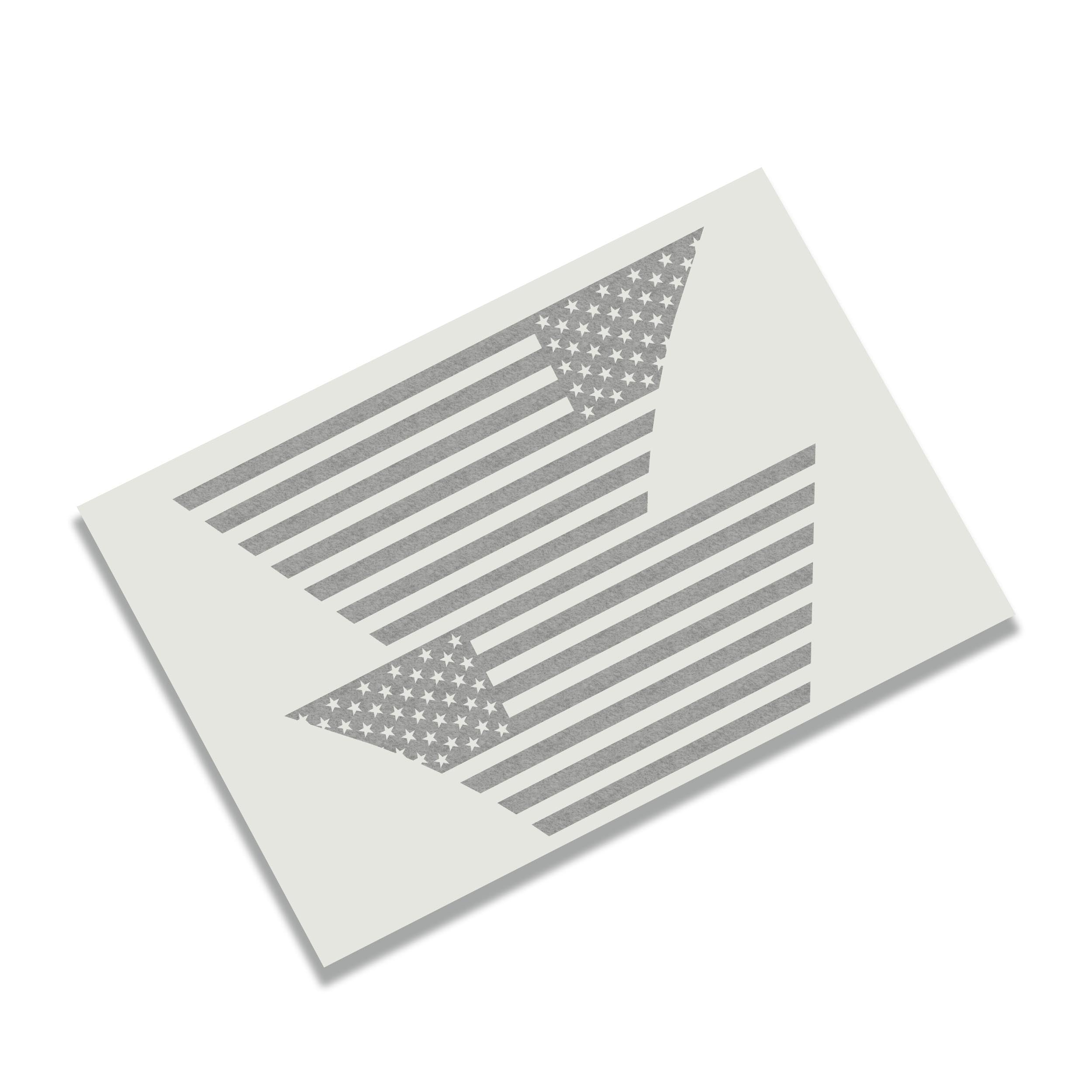 American flag half fender vent decal graphic mockup shown on a Jeep billet half vent panel