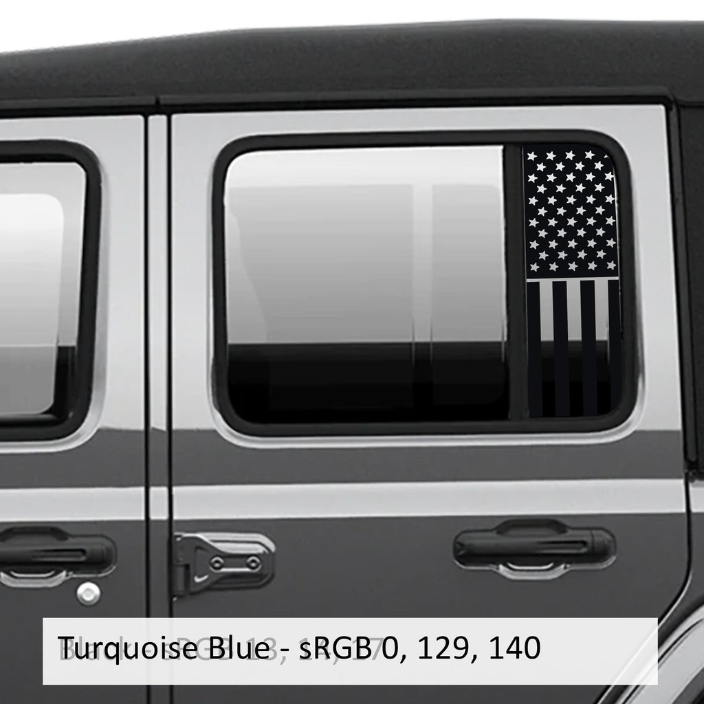 American Flag Vertical Side Window Vinyl Decal Set - Fits 2018-Current Jeep Wrangler JLU/JT Models