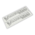 American Edition text fender decal pair with tattered flag eagle silhouette on backing sheet