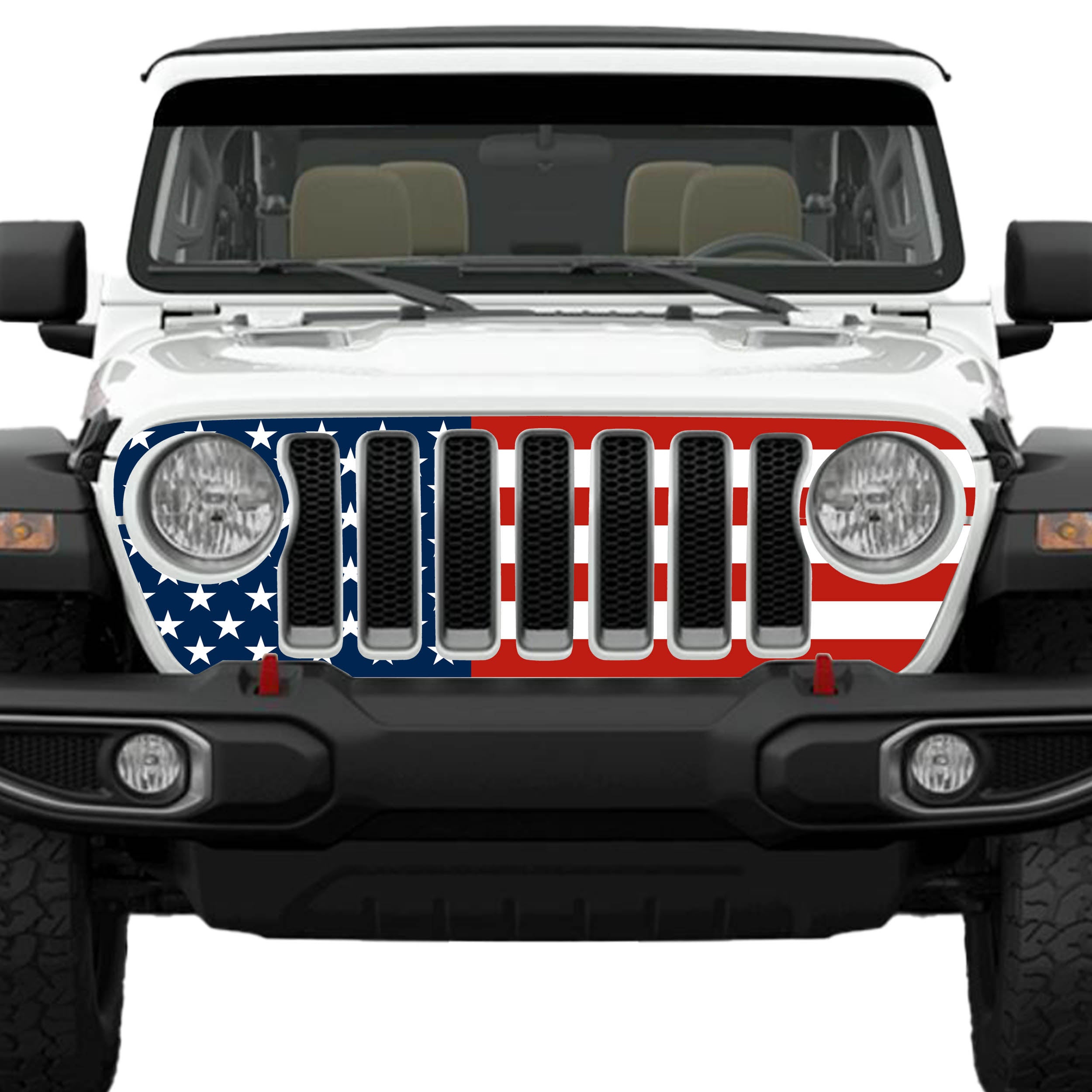 American Flag Grille Skin Vinyl Overlay - Fits Jeep Wrangler JL/Jeep Gladiator JT 2018 - 2023