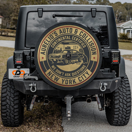 Aurelio Auto & Collision Spare Tire Cover With Backup Camera Hole Option
