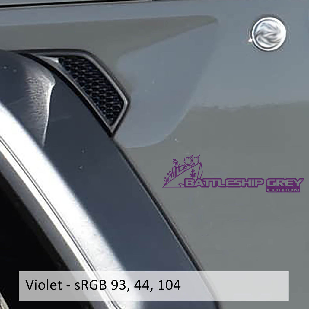 Violet Battleship Grey edition fender decal mockup pair for Jeep Wrangler JL Gladiator JT