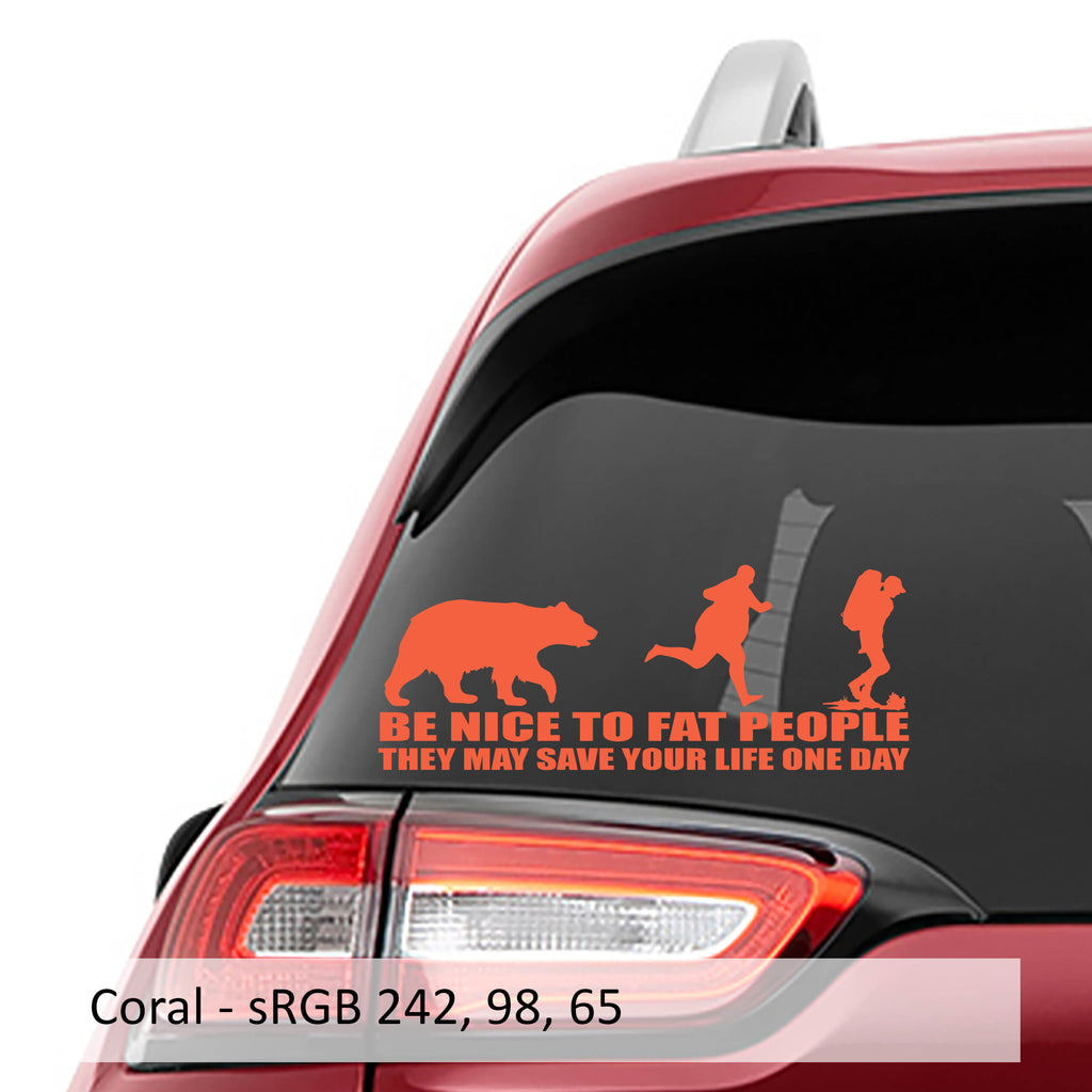 Be Nice to Fat People Life Saver Tip Vinyl Decal