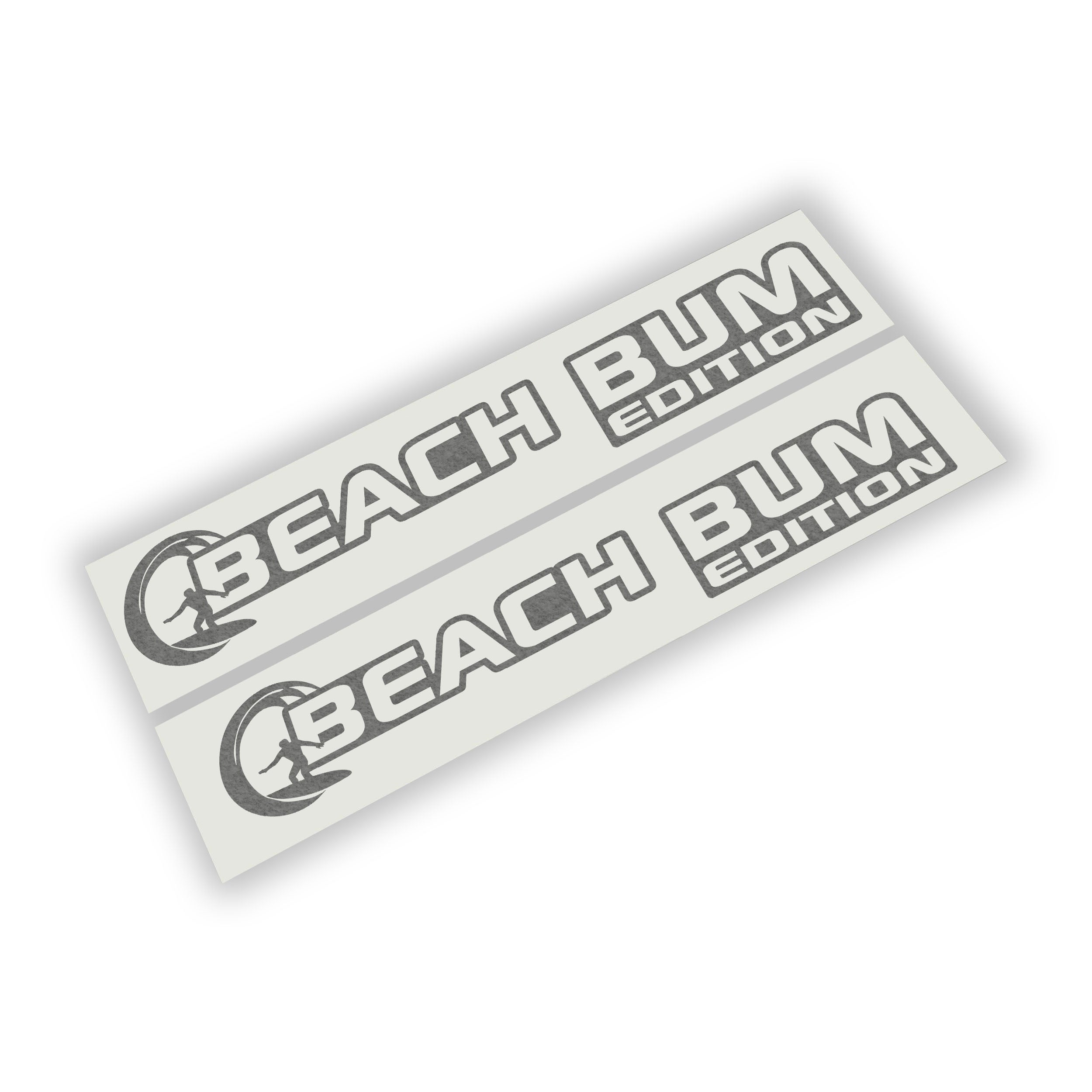 Beach Bum Edition Jeep Wrangler hood vinyl decal pair with palm tree and sunset tropical artwork.