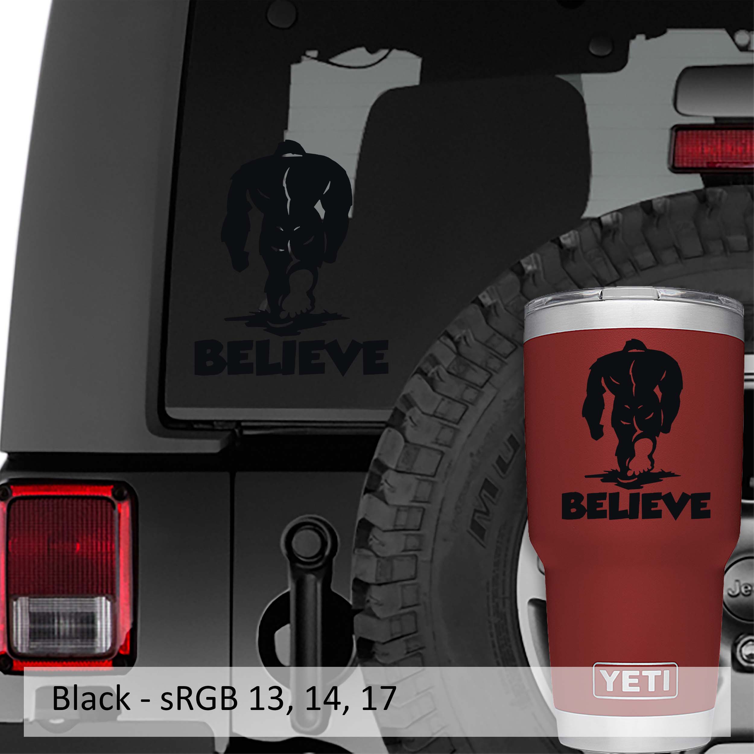 Bigfoot Sasquatch Believe Vinyl Decal
