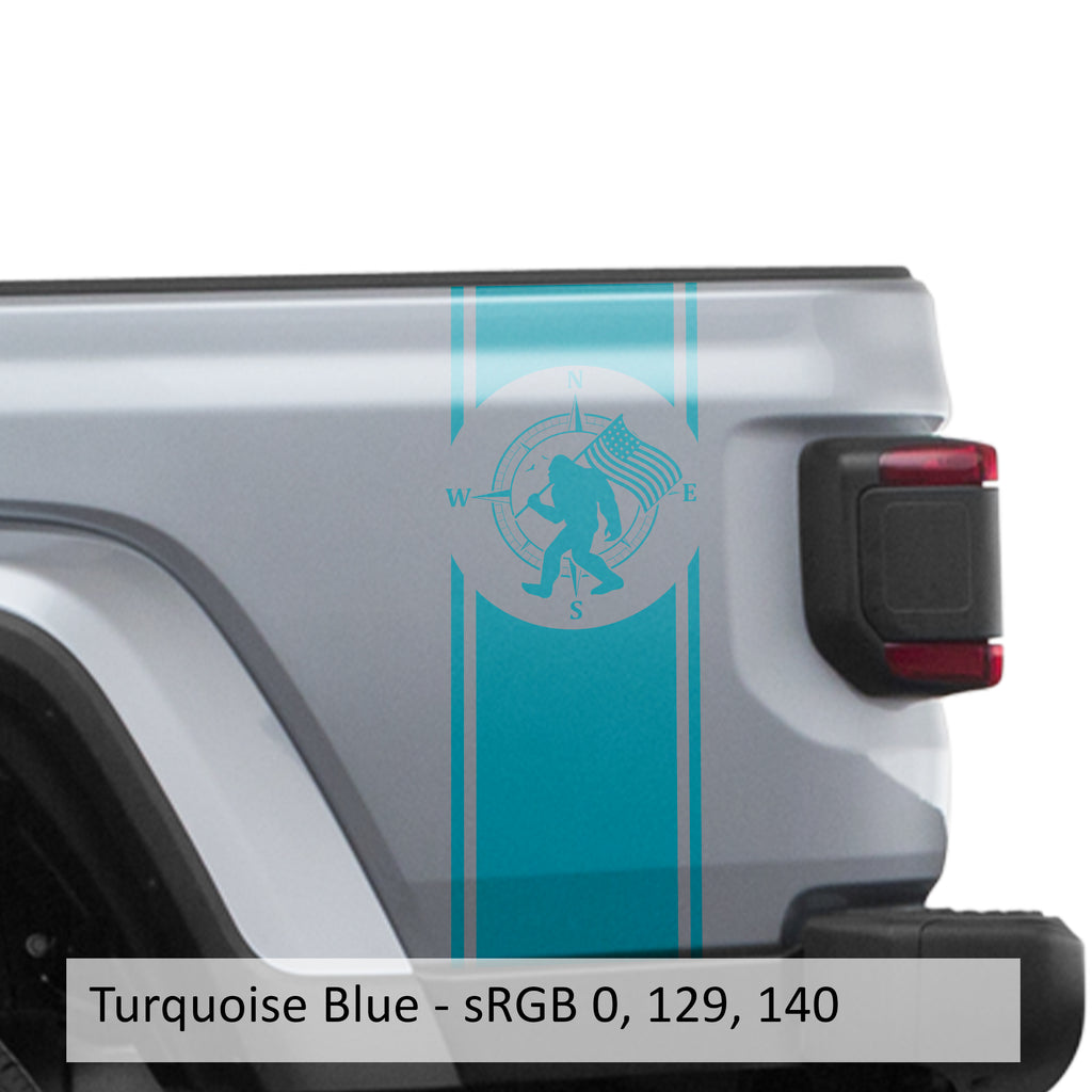 Bigfoot Compass Bedside Stripe Graphic Decal Set - Fits Jeep Wrangler JL/Jeep Gladiator JT 2018+