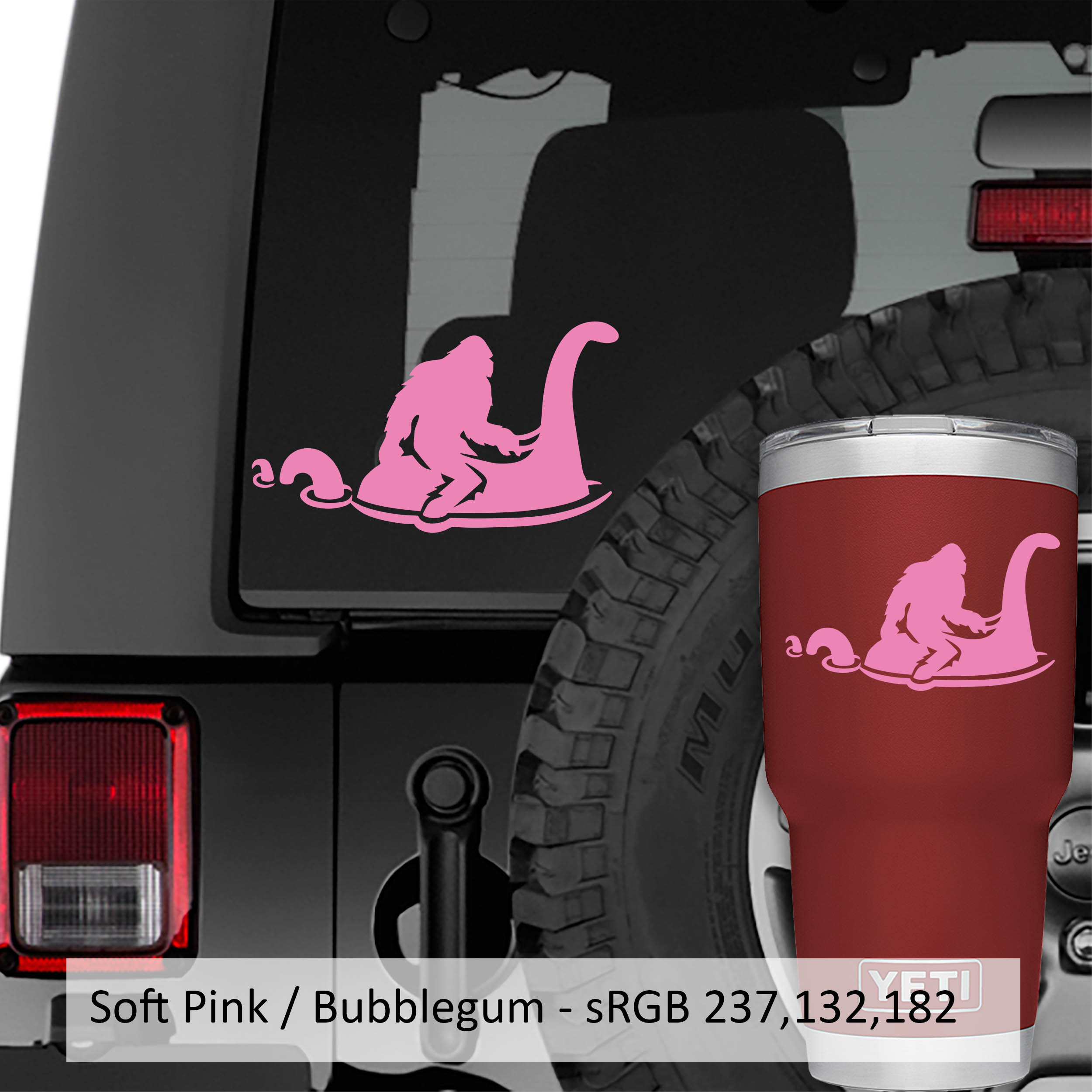 Bigfoot Riding Nessie Vinyl Decal