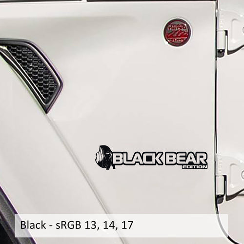 Black Black Bear Edition fender decal pair flat layout for Jeep Wrangler JL Gladiator JT