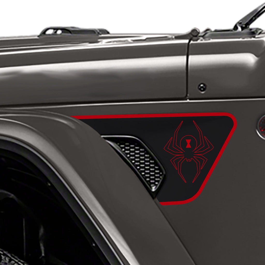 Black Widow Spider 2-Color Fender Vent Graphic Set - Fits Wrangler JL/JLU & Gladiator JT
