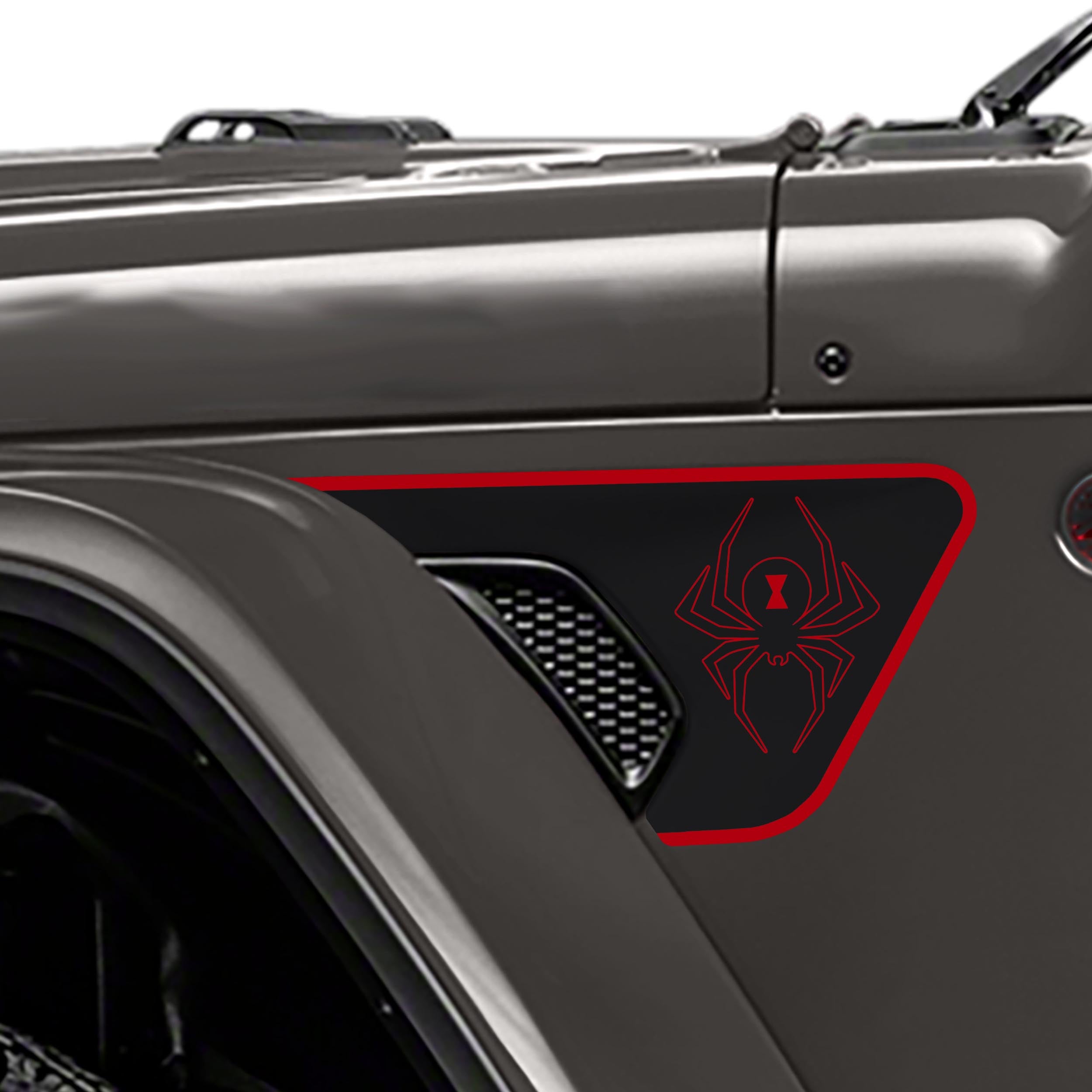 Black Widow Spider 2-Color Fender Vent Graphic Set - Fits Wrangler JL/JLU & Gladiator JT