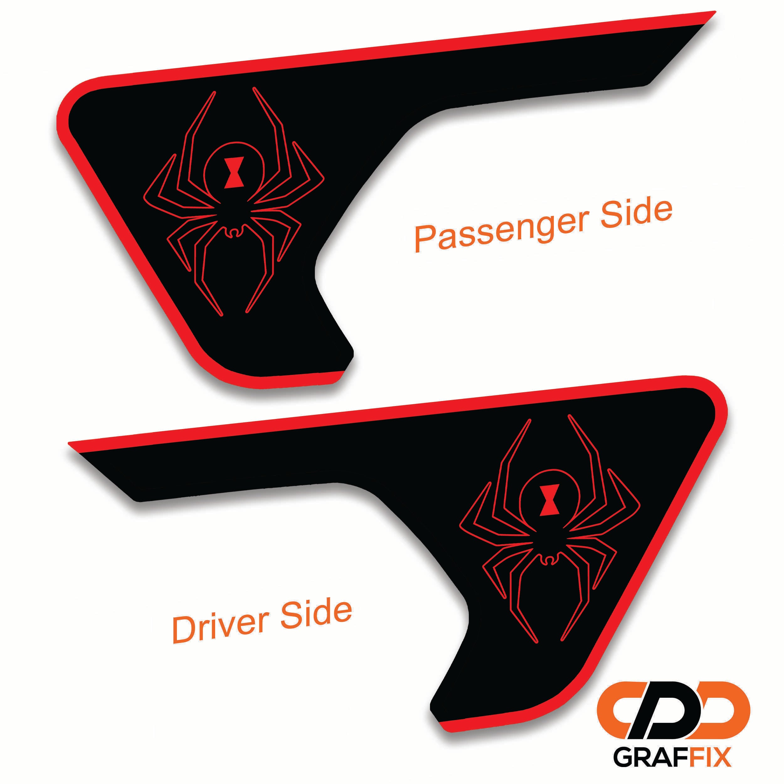 Black Widow Spider 2-Color Fender Vent Graphic Set - Fits Wrangler JL/JLU & Gladiator JT