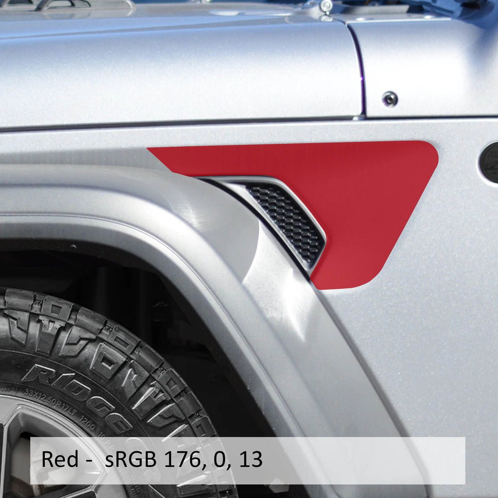Blackout 2pc Fender Vent Vinyl Transfer Decals for 18+ Wrangler JL JLU Gladiator JT