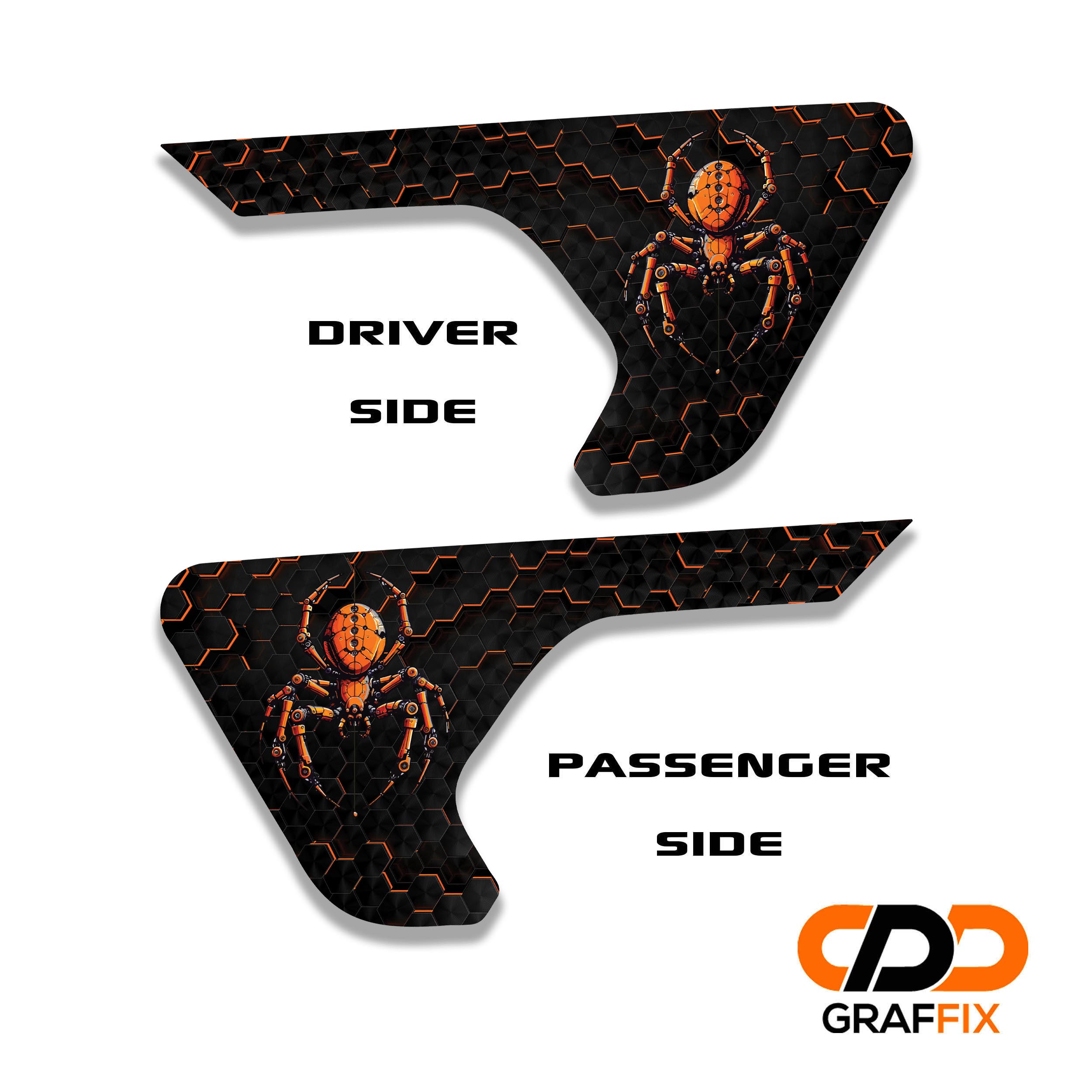 Carbon Fiber Mechanical Spider 2pc Vinyl Fender Decal Set - Fits Jeep Wrangler JL/Jeep Gladiator JT 2018+