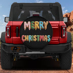 Merry Christmas Gingerbread Tire cover With Backup Camera Hole Option