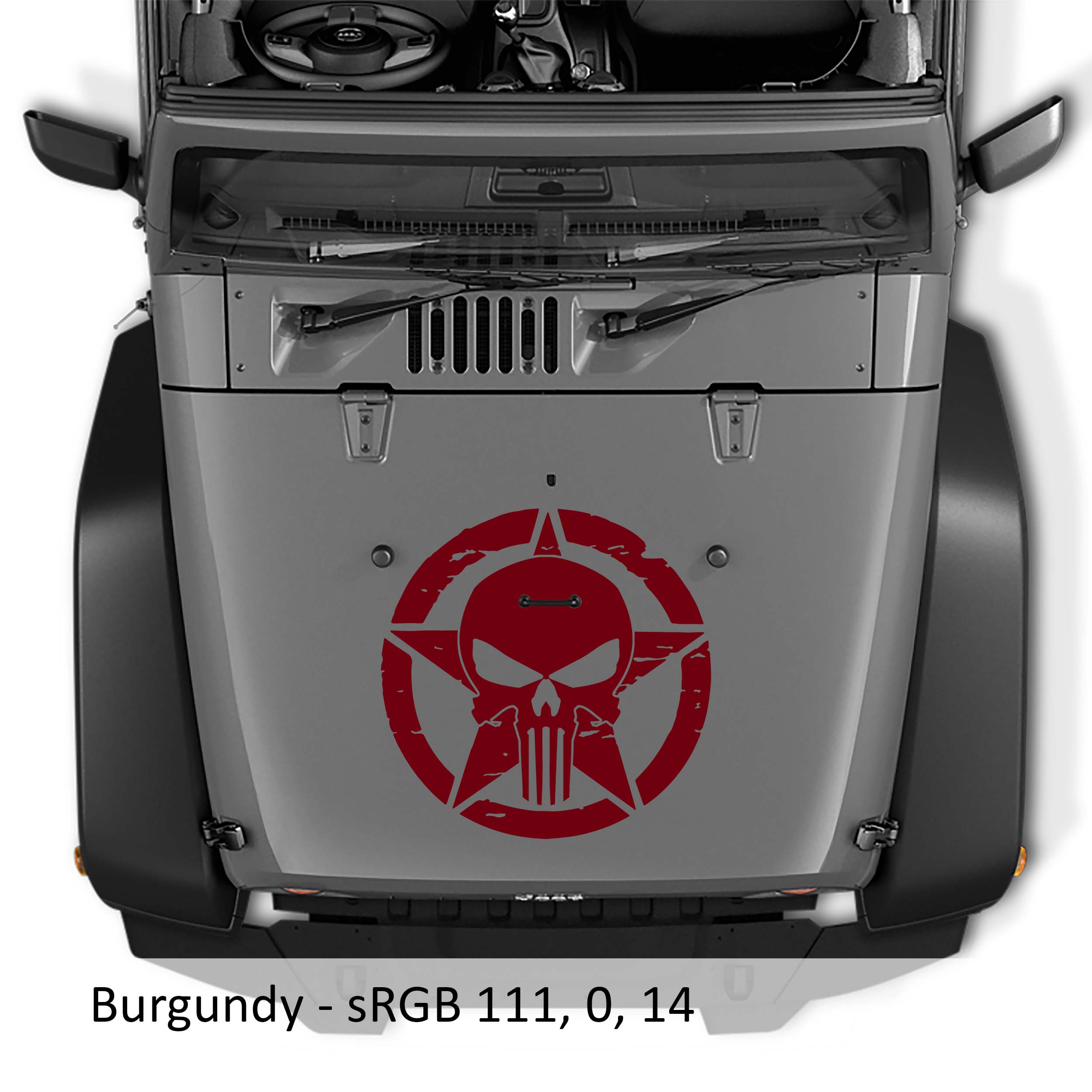 Distressed Punisher Alpha Romeo Military Star Vinyl Decal