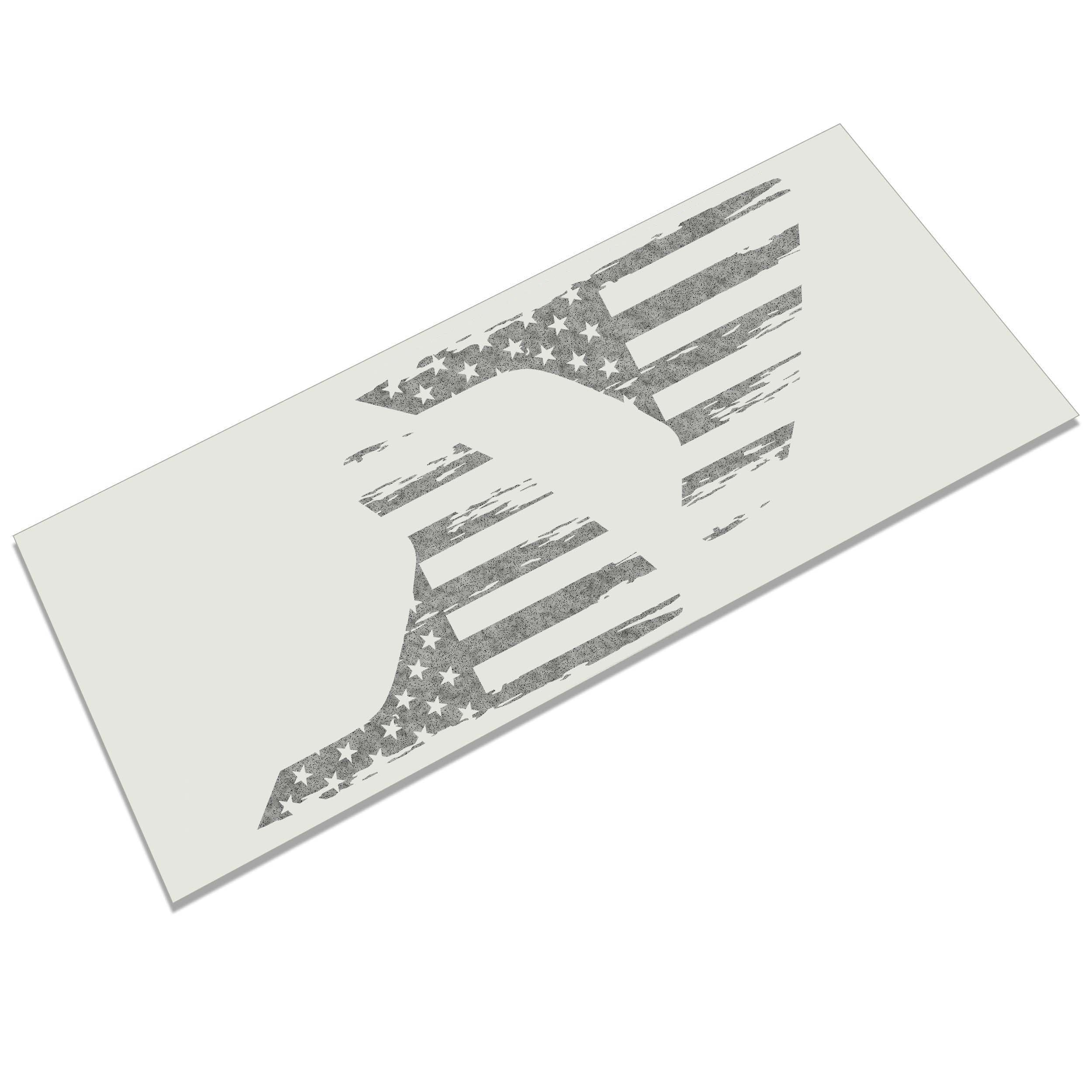 Black distressed tattered American flag fender vent vinyl decal pair shown laid flat