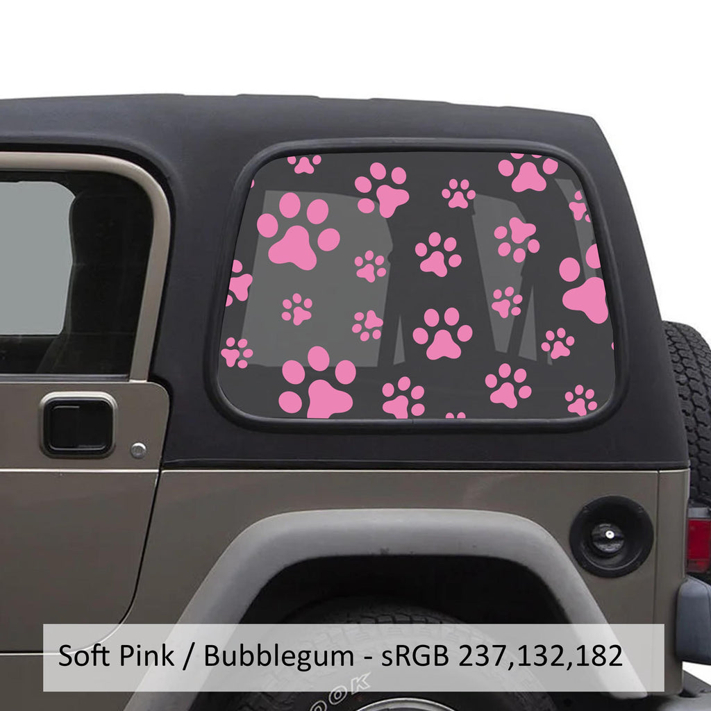 Dog Puppy Paw Print Window Decal Set - Fits Jeep Wrangler TJ Hardtop 1997 - 2006