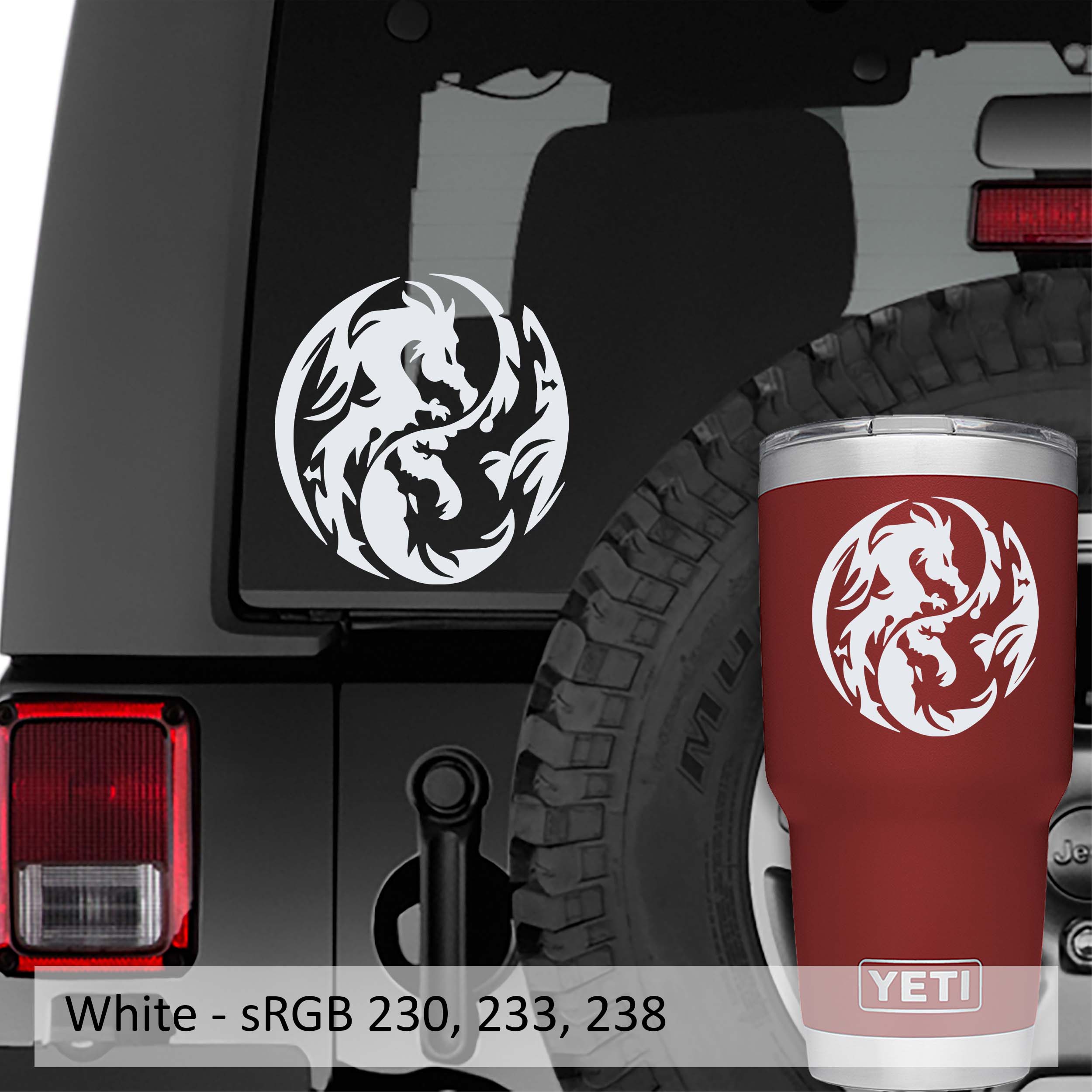 Dragon Yin Yang Symbol Vinyl Decal