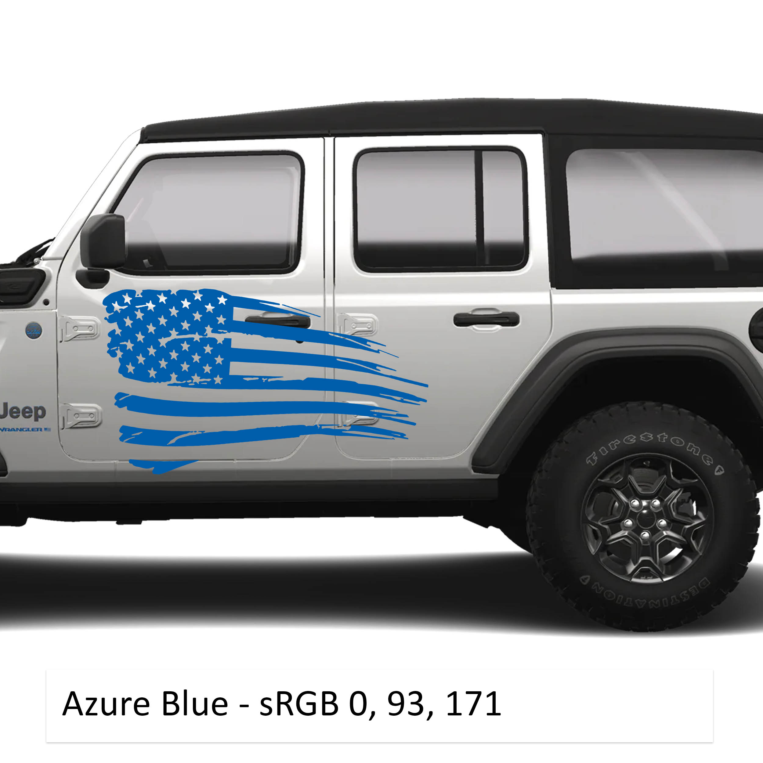 Tattered American Flag Side Body Graphics Kit Vinyl Decal - Fits 2018+ Jeep Wrangler JL/JLU Gladiator JT