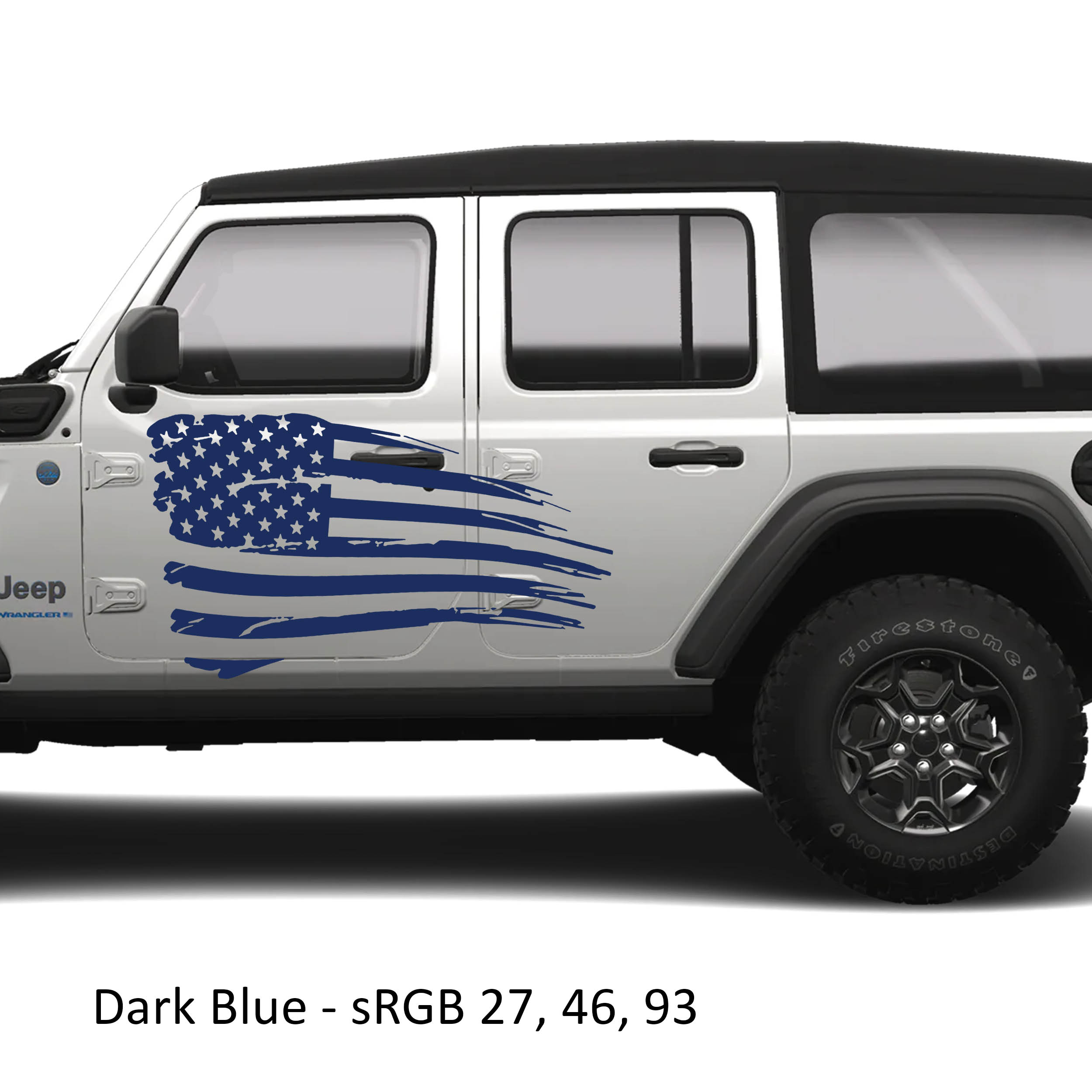 Tattered American Flag Side Body Graphics Kit Vinyl Decal - Fits 2018+ Jeep Wrangler JL/JLU Gladiator JT