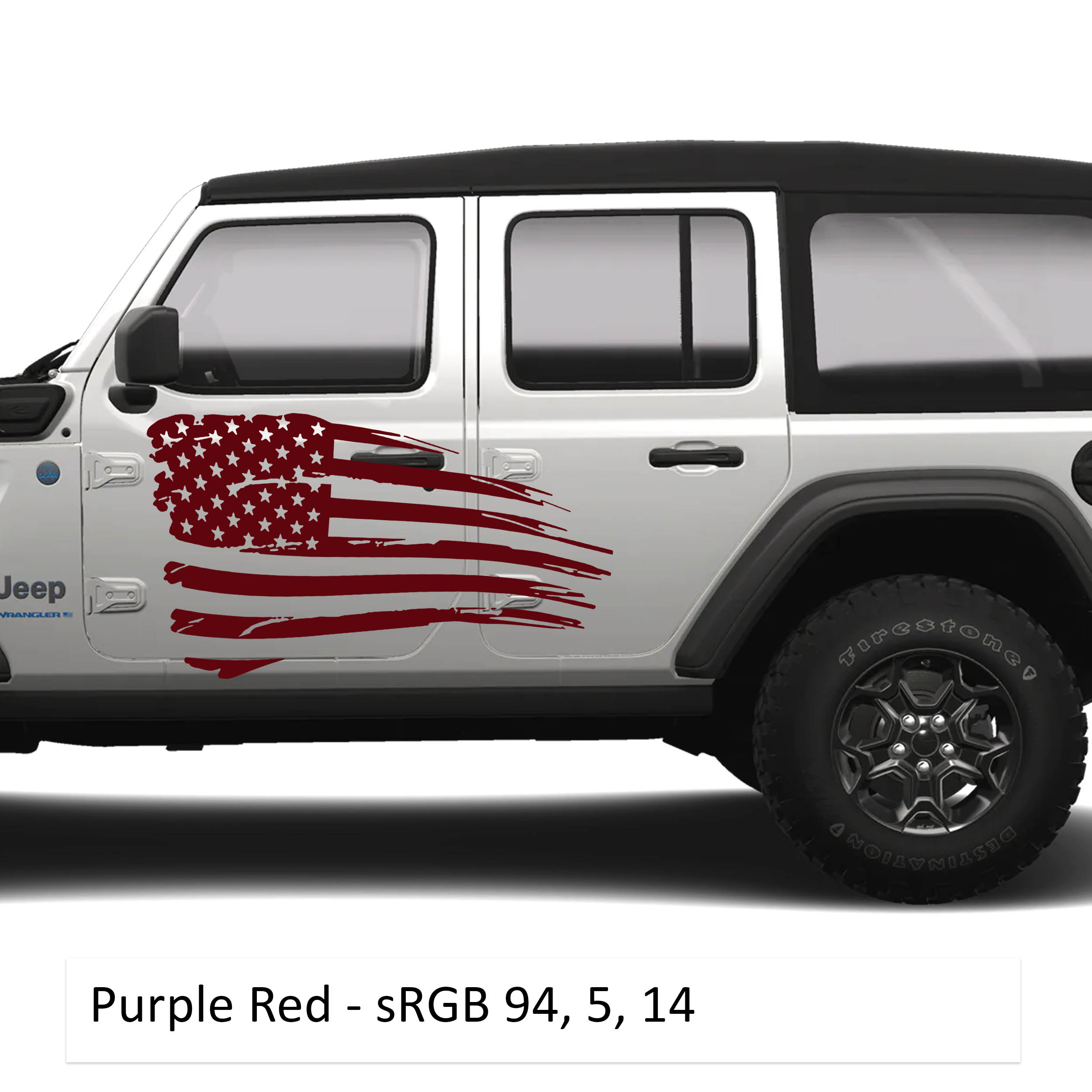 Tattered American Flag Side Body Graphics Kit Vinyl Decal - Fits 2018+ Jeep Wrangler JL/JLU Gladiator JT