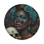 La Reina Dorada Ebony Day of the Dead Queen Spare Tire Cover With Backup Camera Hole Option