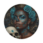 La Reina Dorada Ebony Day of the Dead Queen Spare Tire Cover With Backup Camera Hole Option