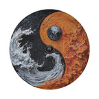 Elemental Balance spare tire cover detail showing earth and water yin-yang with backup camera cutout