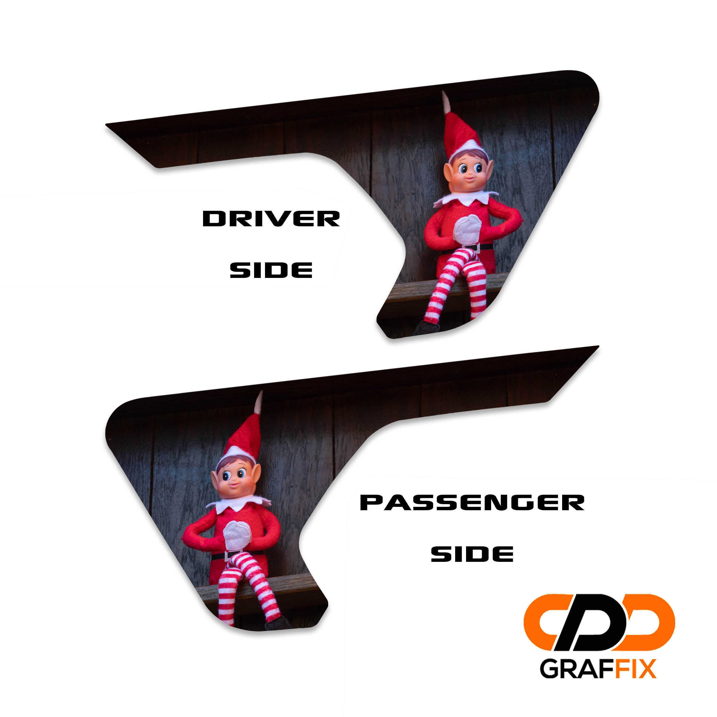 Elf on Shelf 2pc Vinyl Fender Decal Set - Fits Jeep Wrangler JL/Jeep Gladiator JT 2018+
