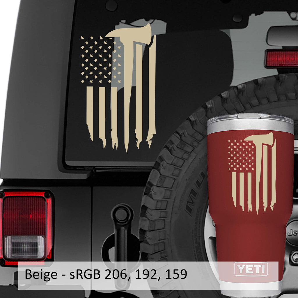 Tattered Firefighter American Flag Vinyl Decal