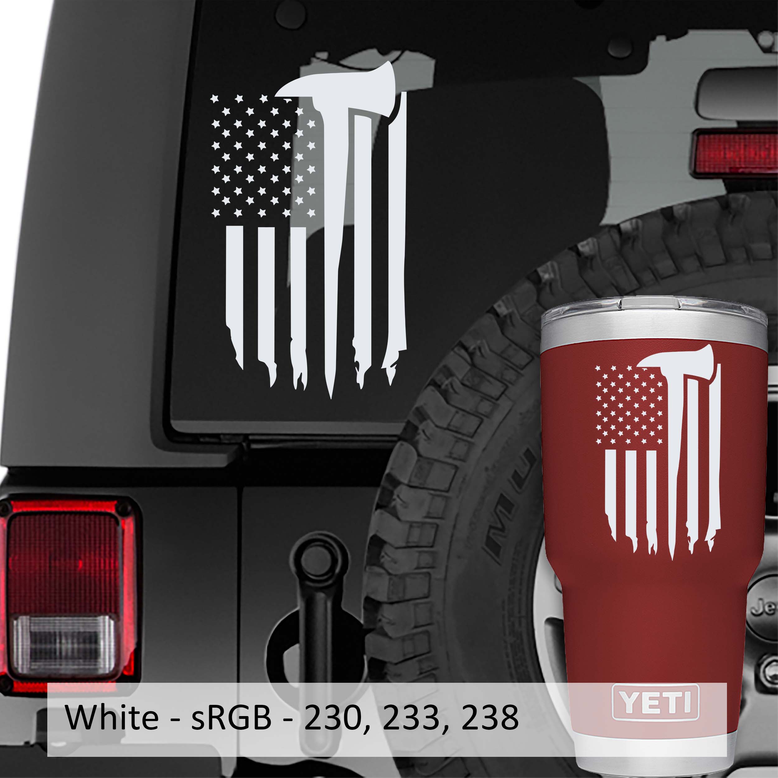 Tattered Firefighter American Flag Vinyl Decal