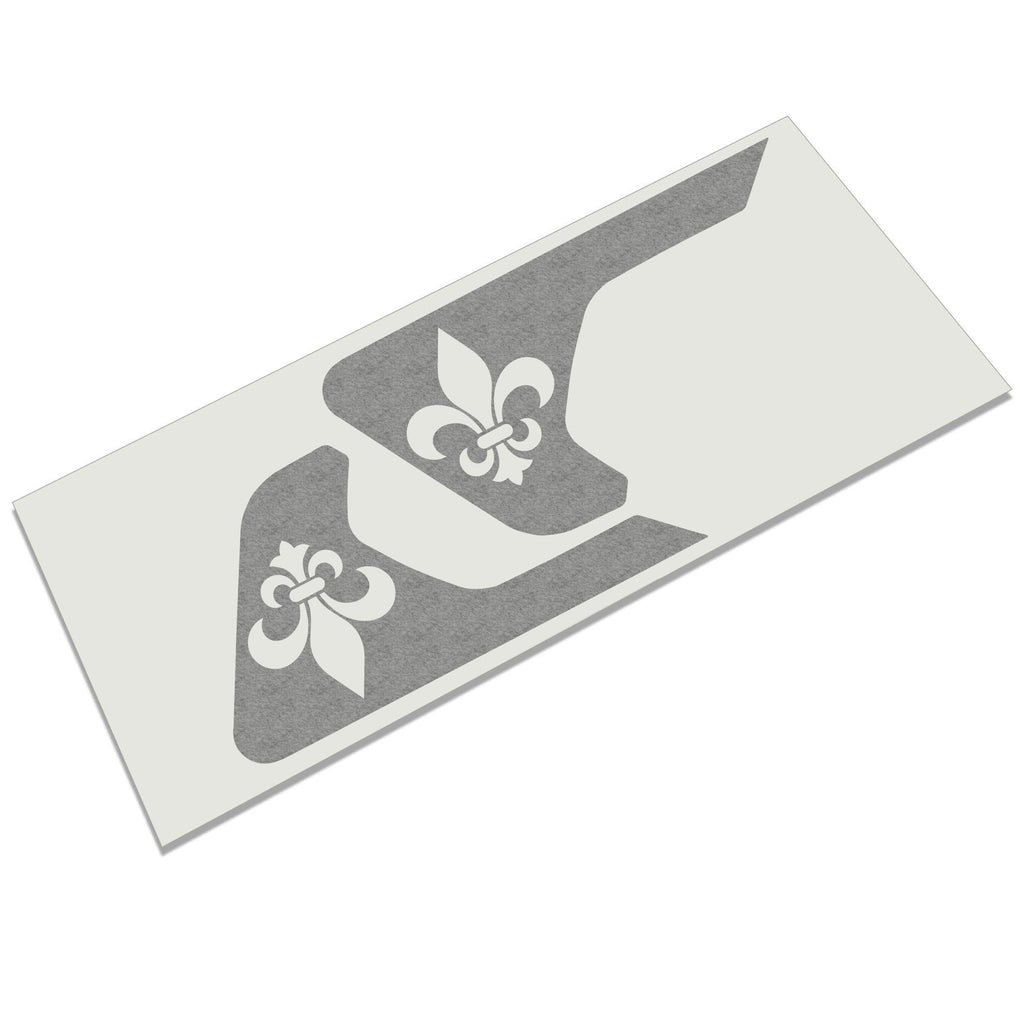 Fleur De Lis fender vent vinyl decal vector art with classic French heraldic lily silhouette on plain field
