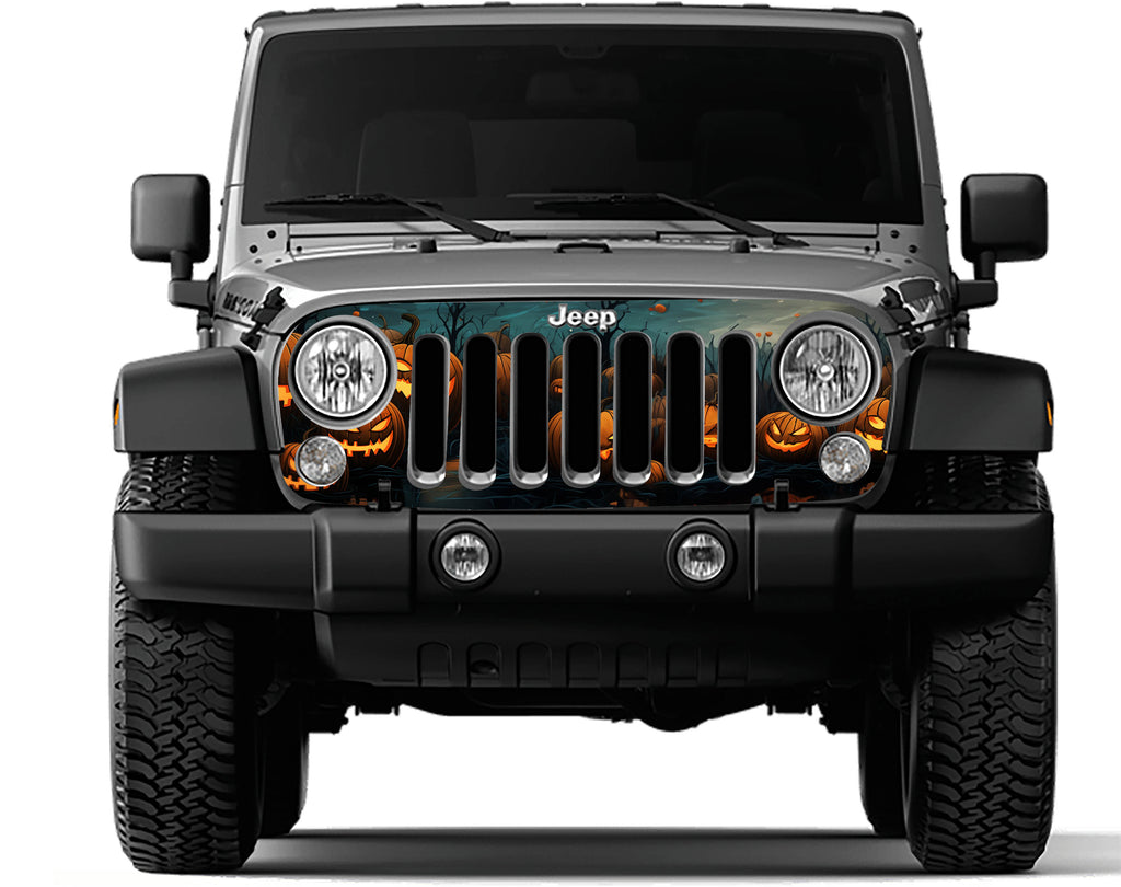 Halloween Pumpkin Patch Grille Skin Vinyl Overlay for JK & JKU Wranglers 2006 - 2018