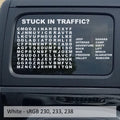 White Stuck In Traffic word puzzle hardtop window decal swatch for Jeep Wrangler