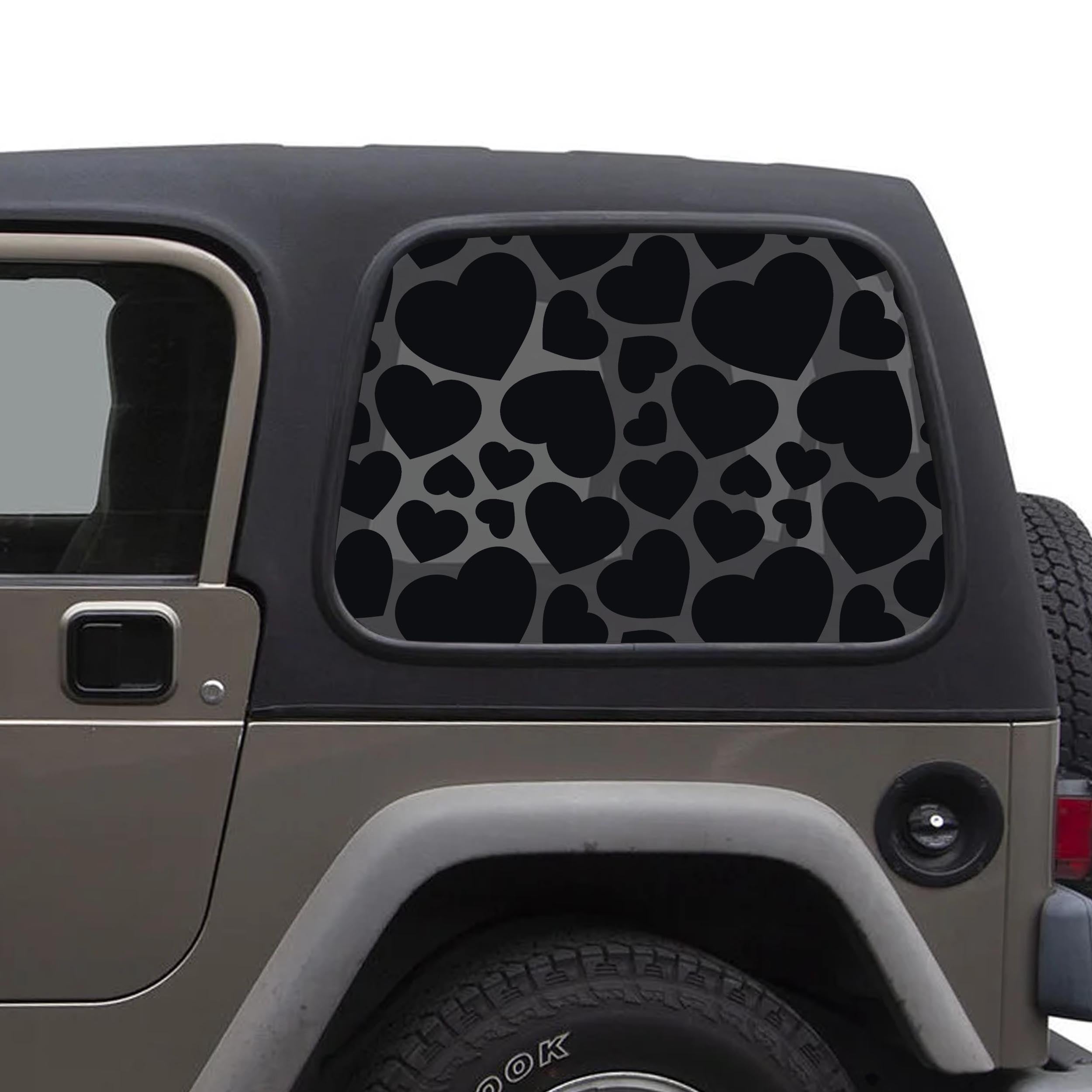 Heart Print Window Decal Set - Fits Jeep Wrangler TJ Hardtop 1997 - 2006