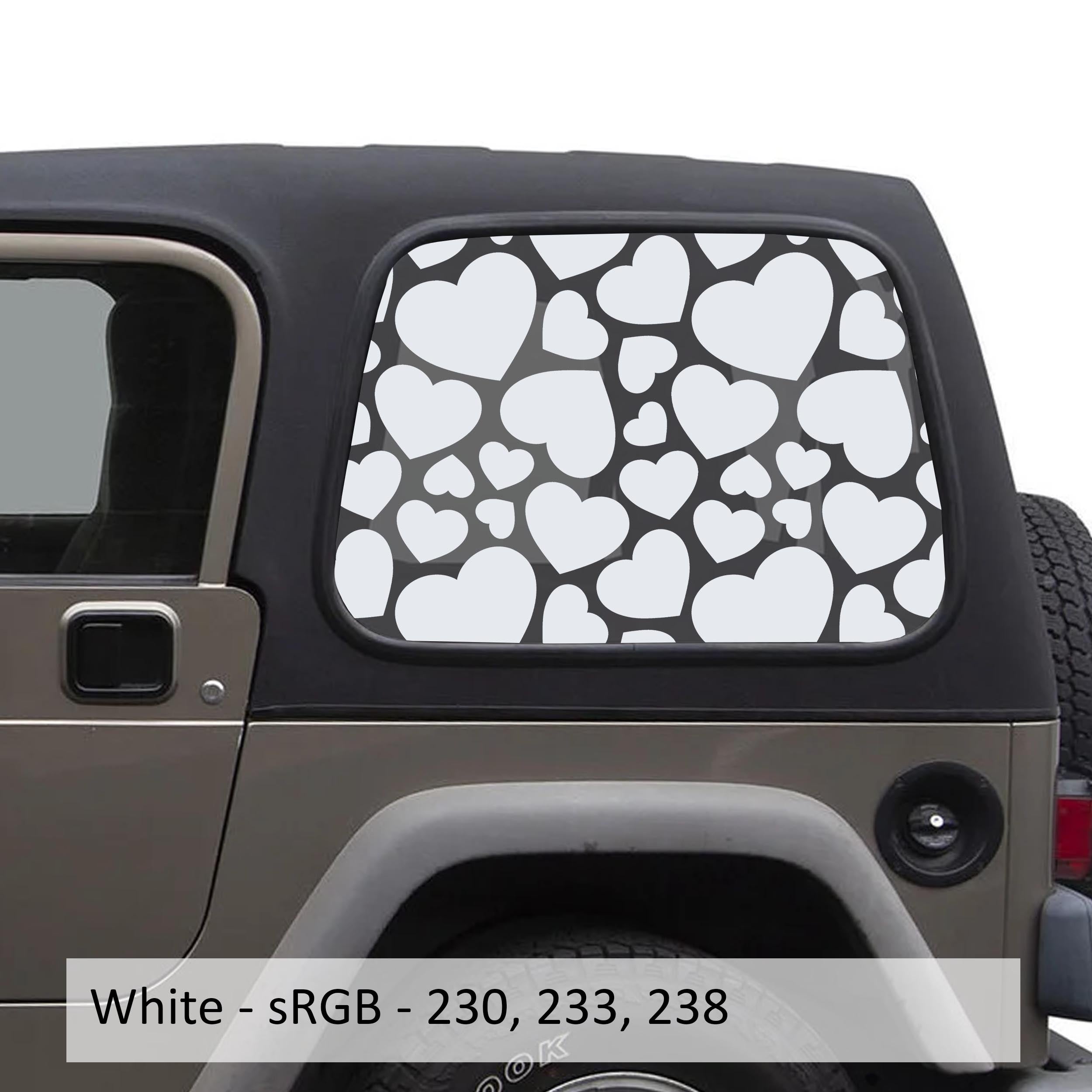 Heart Print Window Decal Set - Fits Jeep Wrangler TJ Hardtop 1997 - 2006
