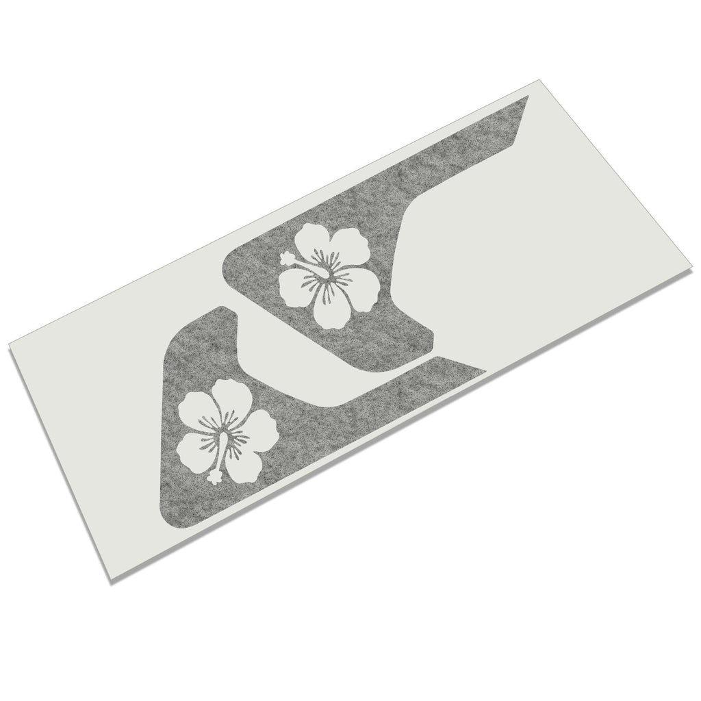 Black hibiscus flower fender vent decal pair on white backing for Jeep Wrangler JL Gladiator JT