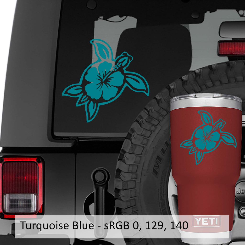 Hawaii Sea Turtle Hibiscus Flower Vinyl Decal
