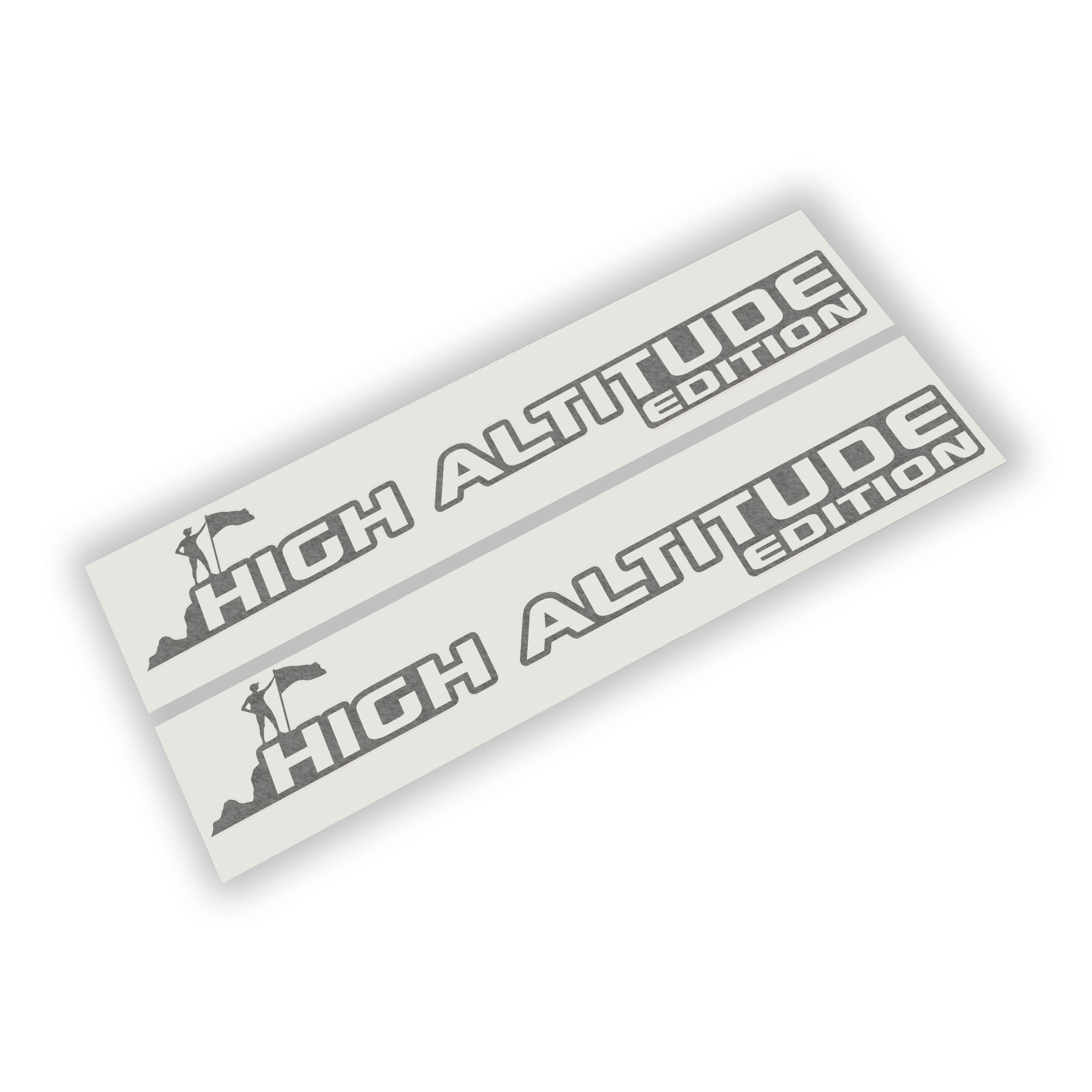 Black High Altitude Edition climber flag fender side hood decal pair shown on silver Jeep Wrangler JL