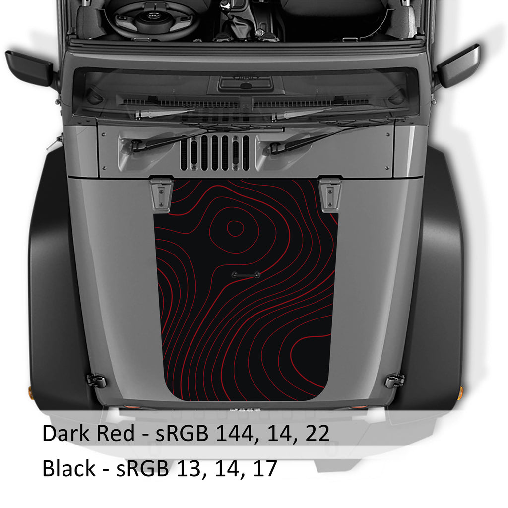 Topographical 2-Layer Blackout Vinyl Hood Graphic Decal - Fits 2018-Present JK/JKU Wrangler Models