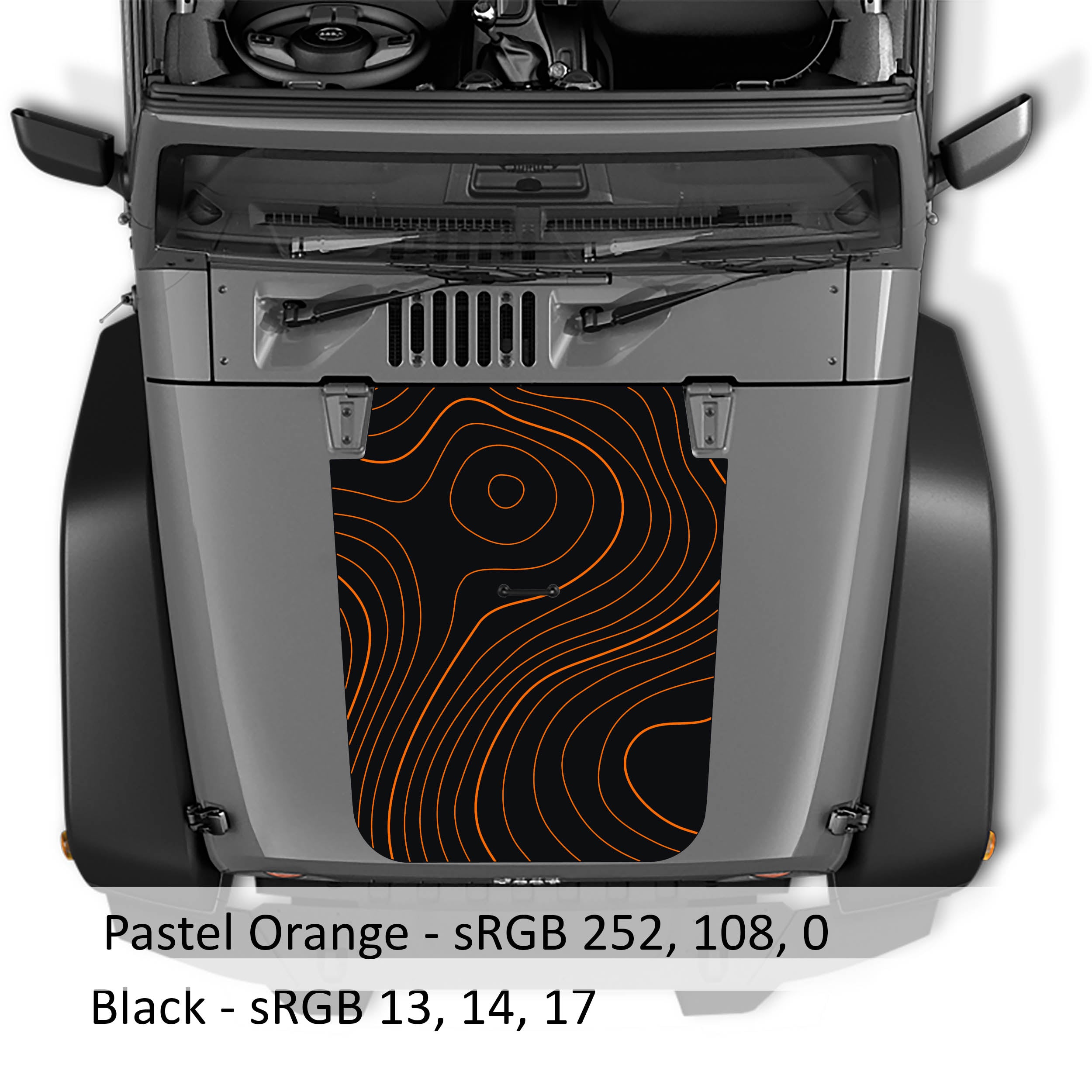 Topographical 2-Layer Blackout Vinyl Hood Graphic Decal - Fits 2018-Present JK/JKU Wrangler Models