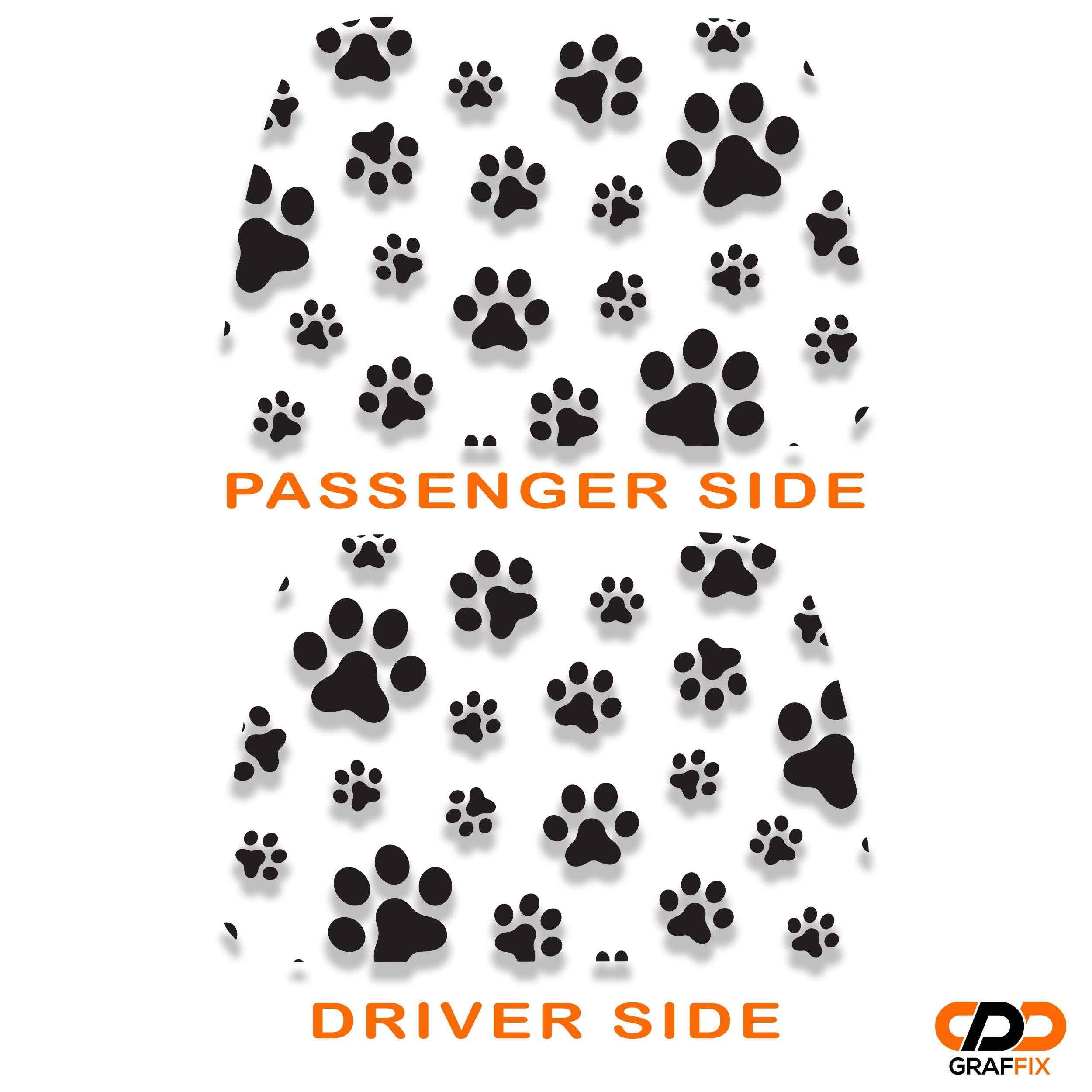 Dog Puppy Paw Print Window Decal Set - Fits Jeep Wrangler TJ Hardtop 1997 - 2006