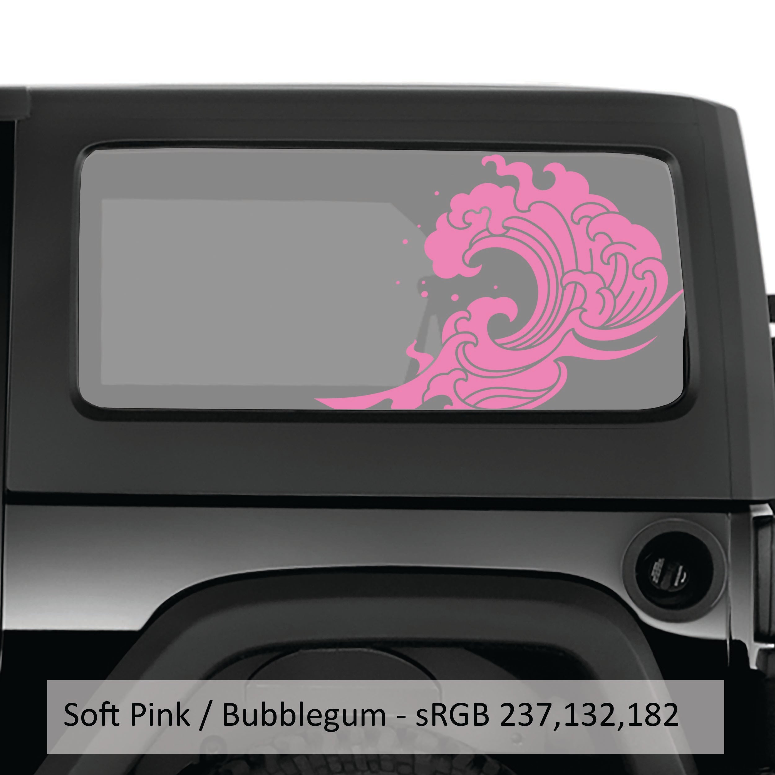 Ocean Tidal Wave Hardtop Window Decal Set - Fits 2-Door Jeep Wrangler JK 2006 - 2018