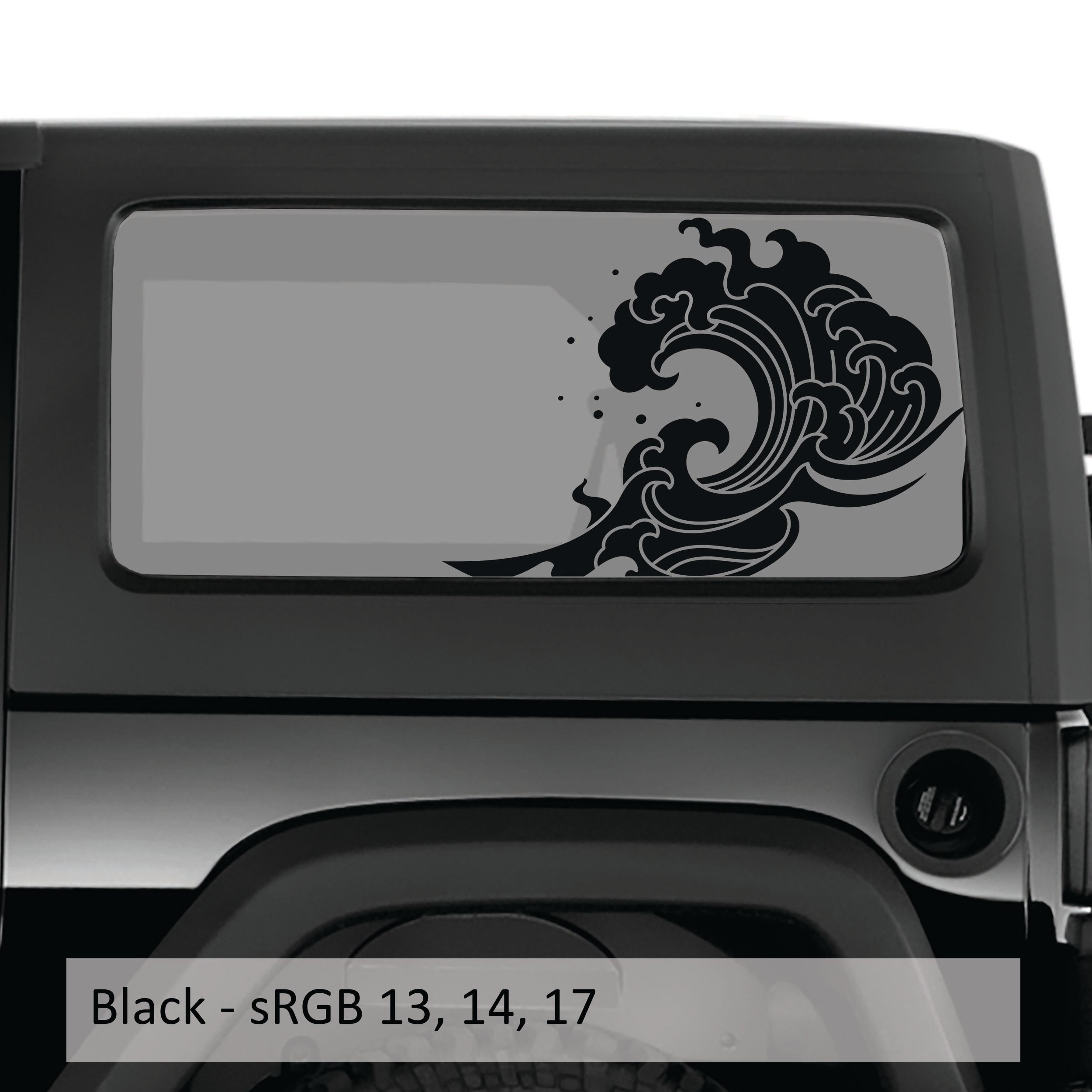 Ocean Tidal Wave Hardtop Window Decal Set - Fits 2-Door Jeep Wrangler JK 2006 - 2018