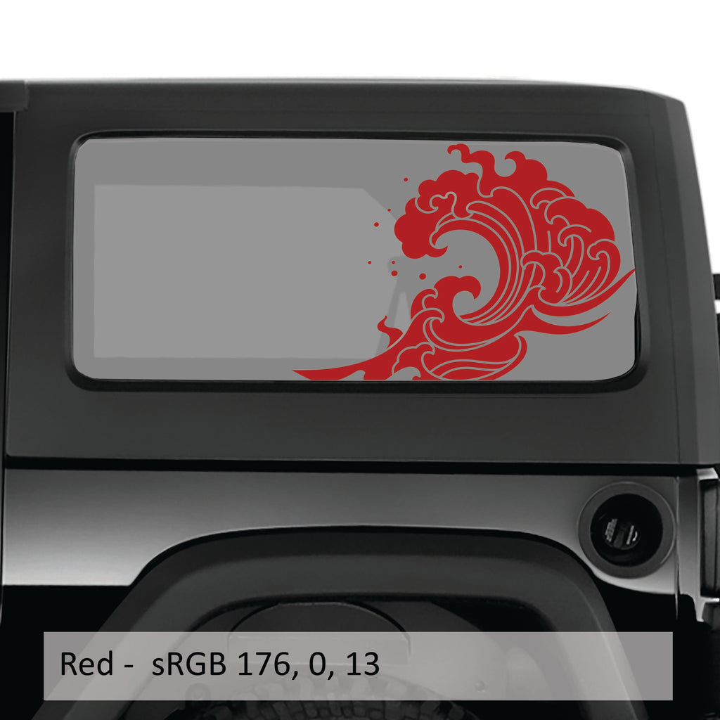 Ocean Tidal Wave Hardtop Window Decal Set - Fits 2-Door Jeep Wrangler JK 2006 - 2018