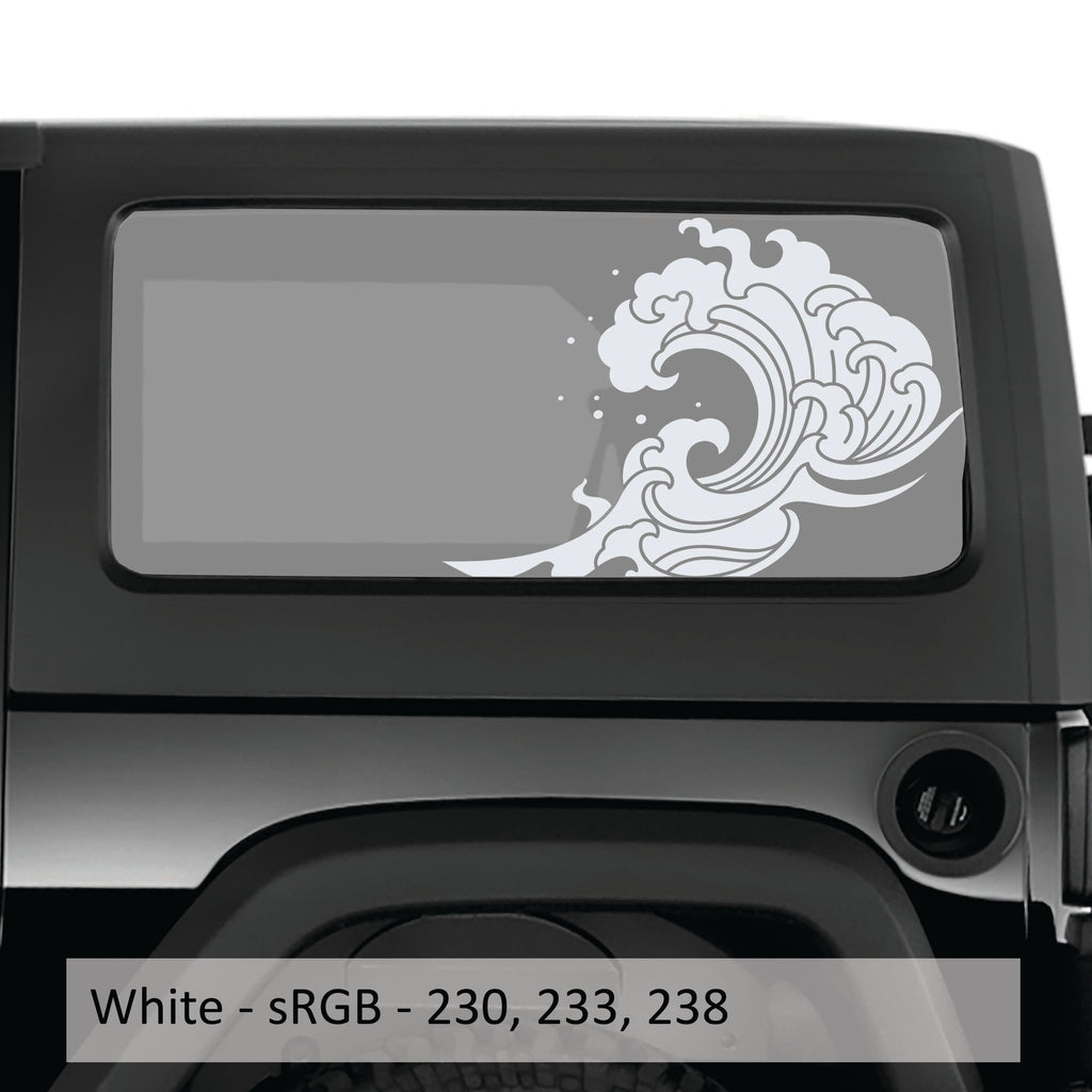 Ocean Tidal Wave Hardtop Window Decal Set - Fits 2-Door Jeep Wrangler JK 2006 - 2018