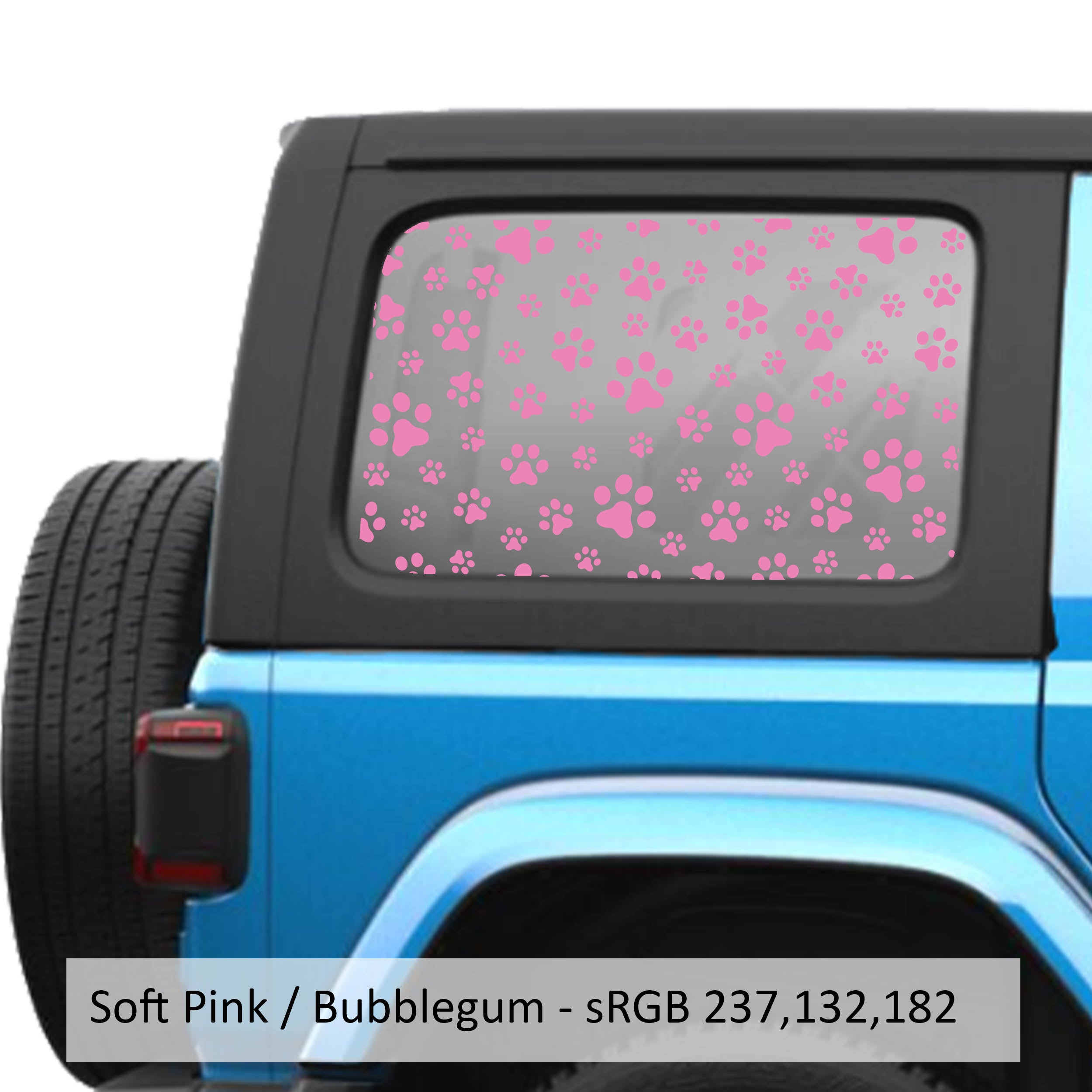 Puppy Dog Paw Print Hardtop Window Decal Set - Fits Jeep Wrangler JLU 2018 - Current