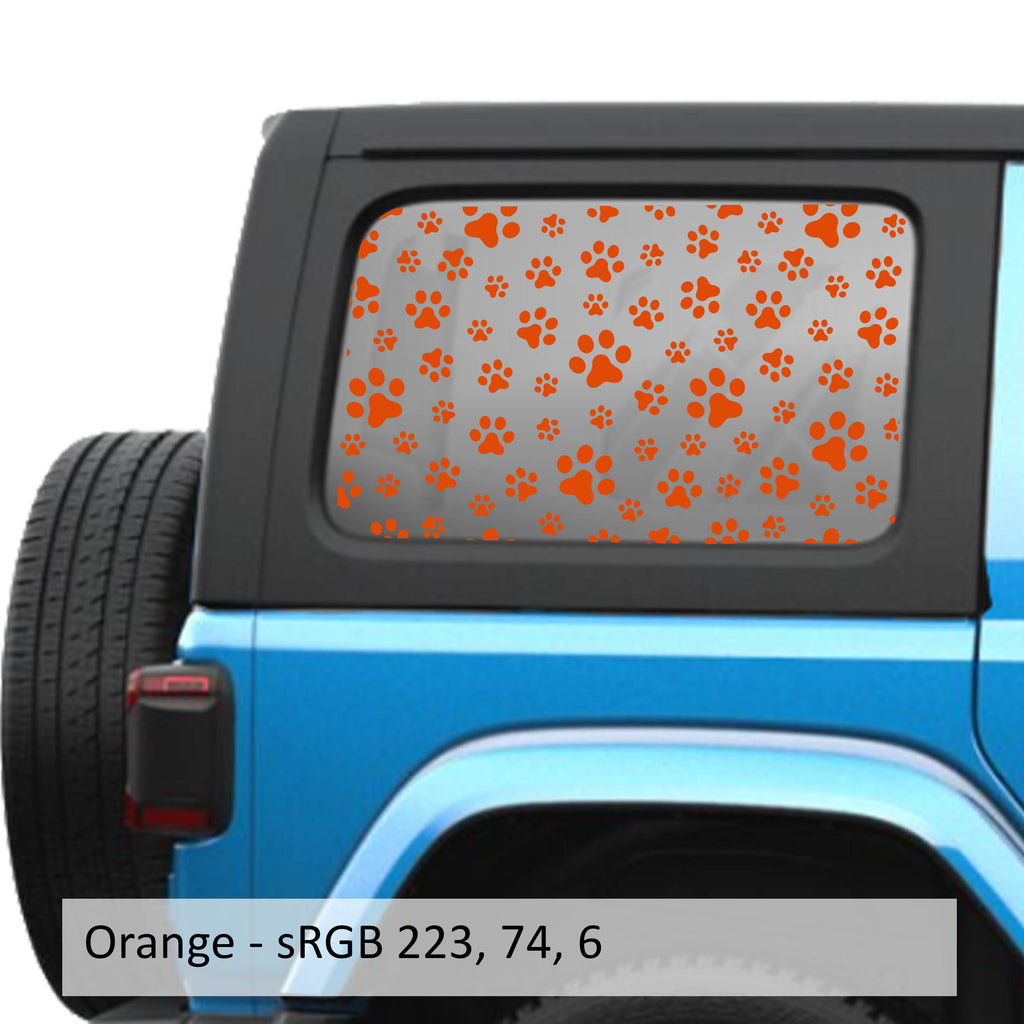 Puppy Dog Paw Print Hardtop Window Decal Set - Fits Jeep Wrangler JLU 2018 - Current
