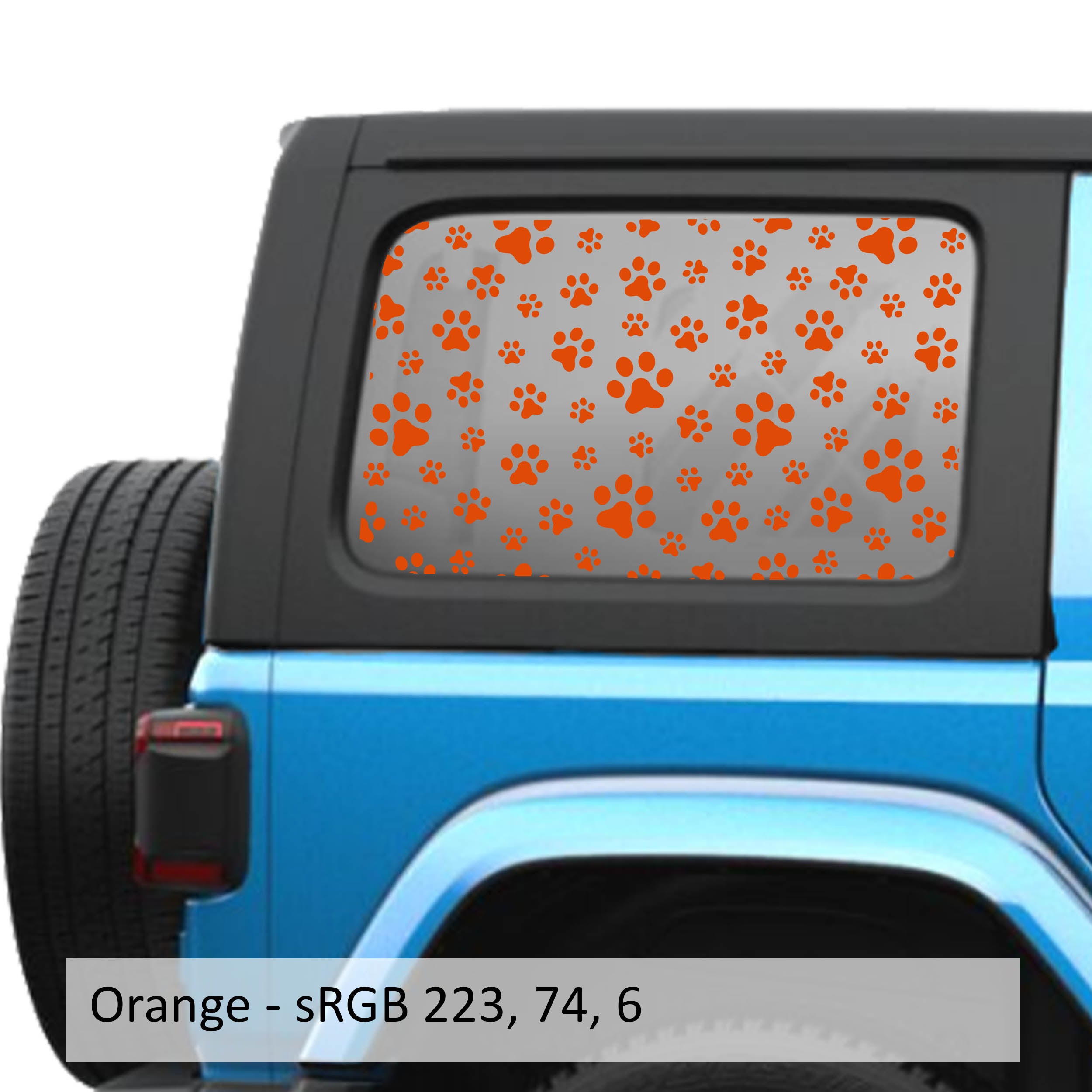 Puppy Dog Paw Print Hardtop Window Decal Set - Fits Jeep Wrangler JLU 2018 - Current